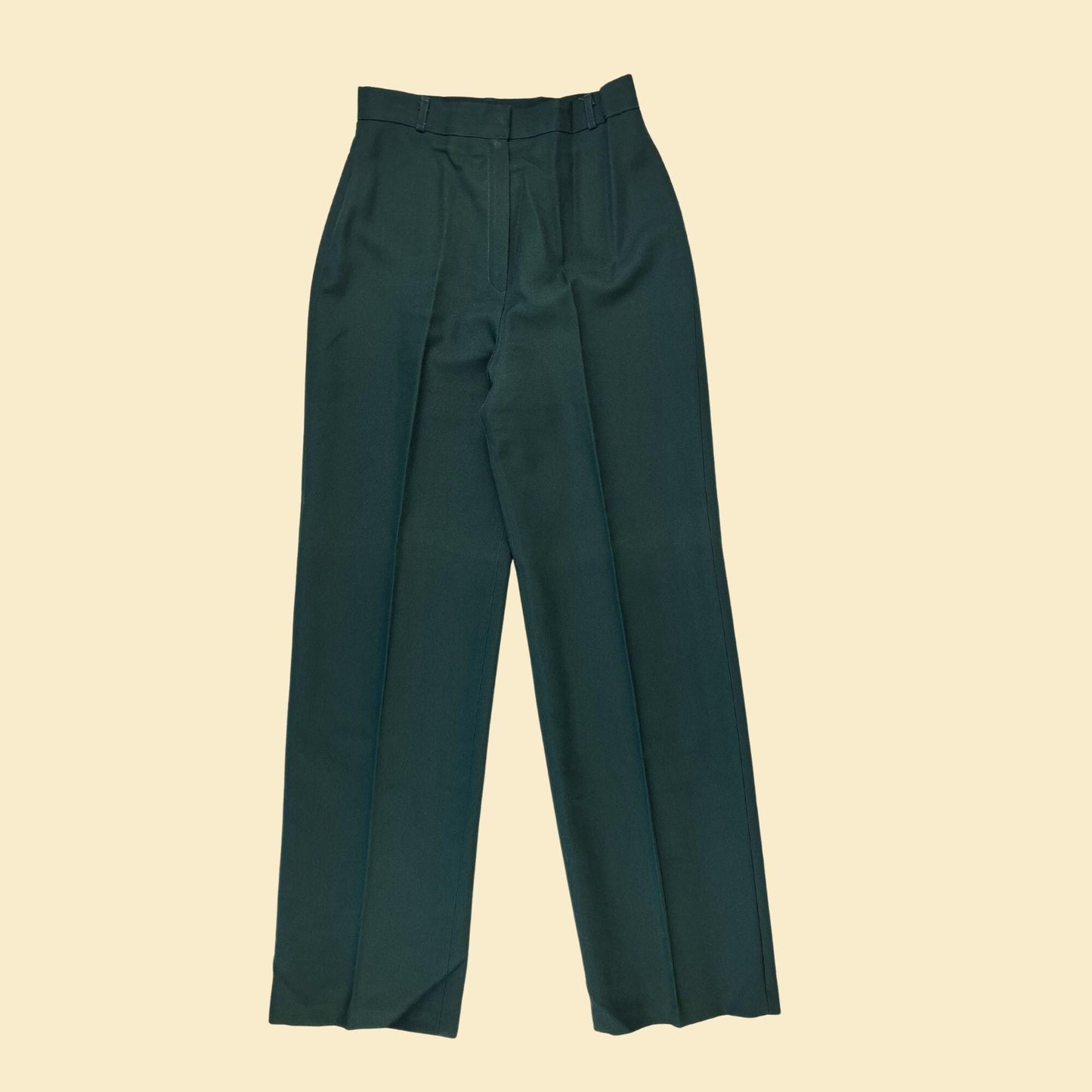 1970s emerald green pants by Bobbie Brooks, vintage size 13, 29.5" waist women's straight leg pants