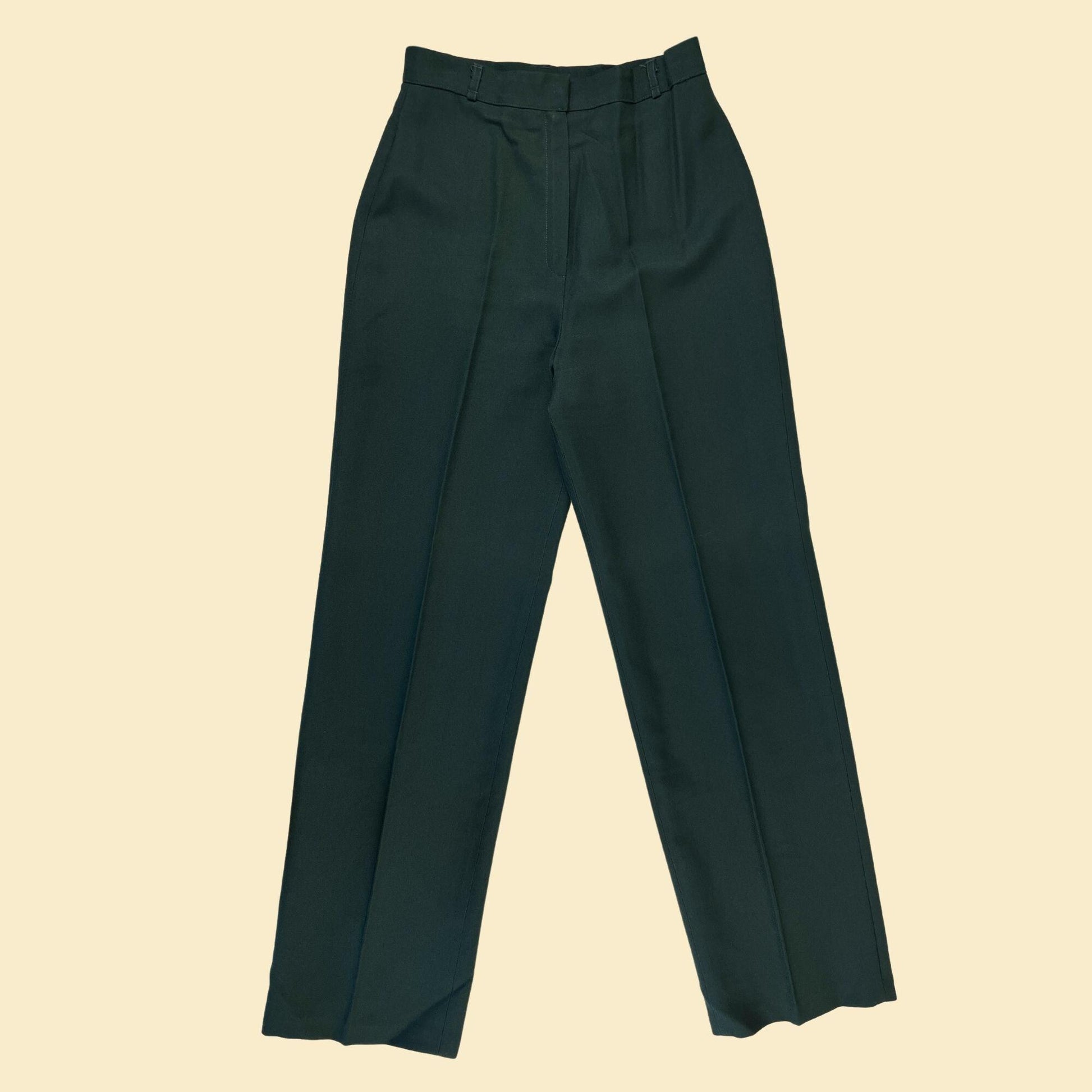 1970s emerald green pants by Bobbie Brooks, vintage size 13, 29.5" waist women's straight leg pants