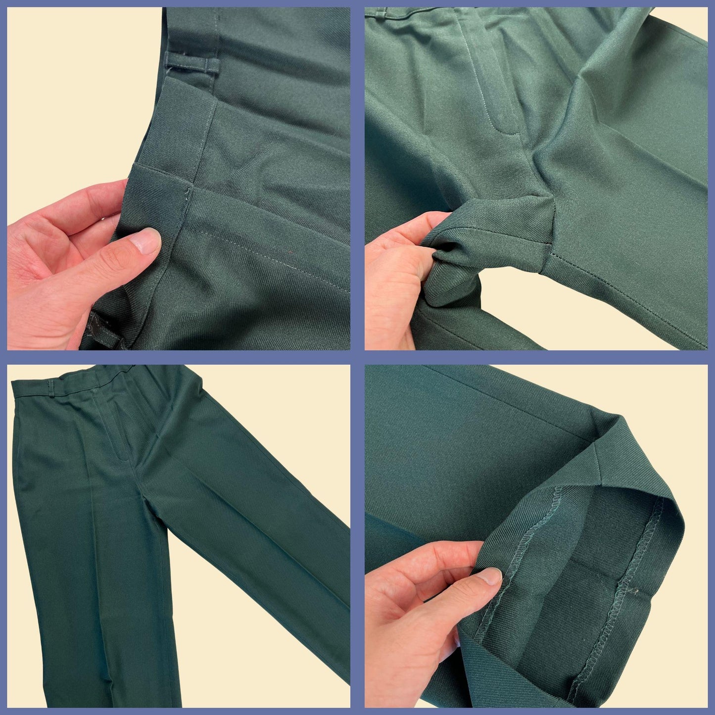 1970s emerald green pants by Bobbie Brooks, vintage size 13, 29.5" waist women's straight leg pants