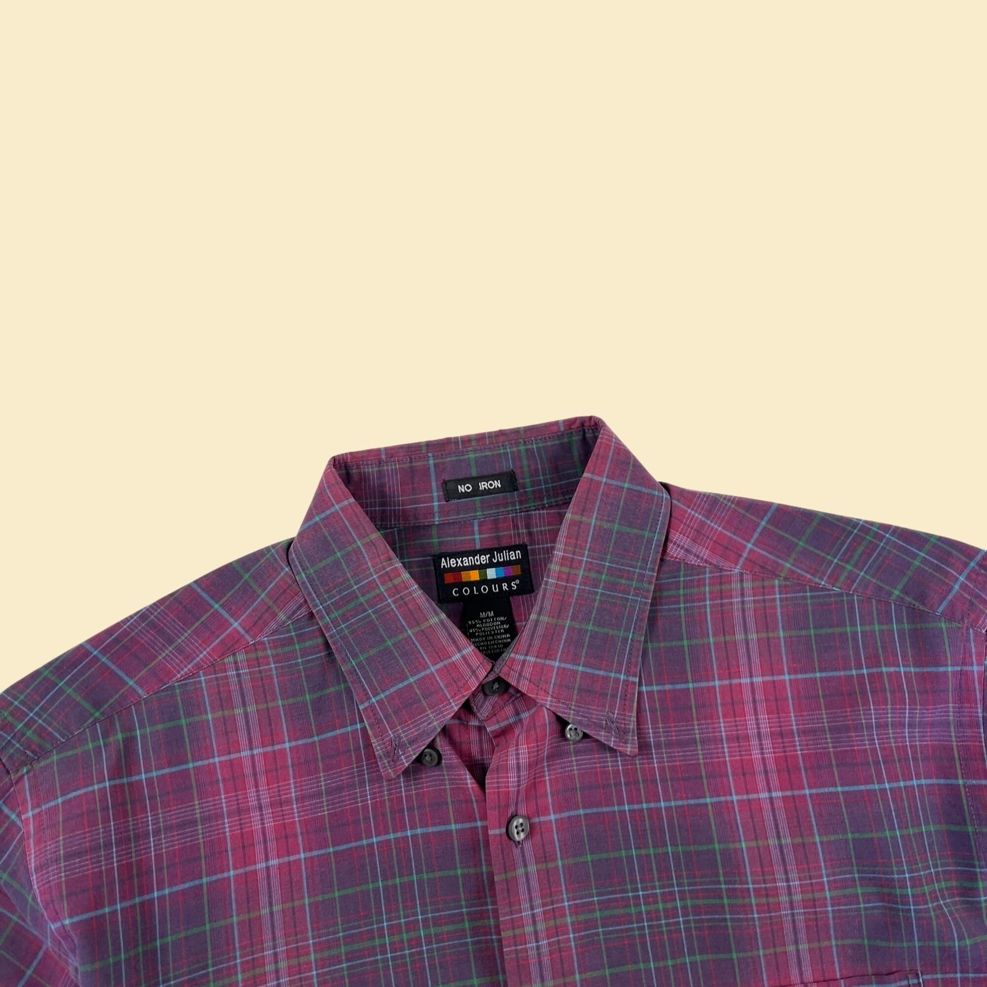 90s/Y2K purple button down men's shirt by Alexander Julian, Colours, vintage longsleeve button down plaid top