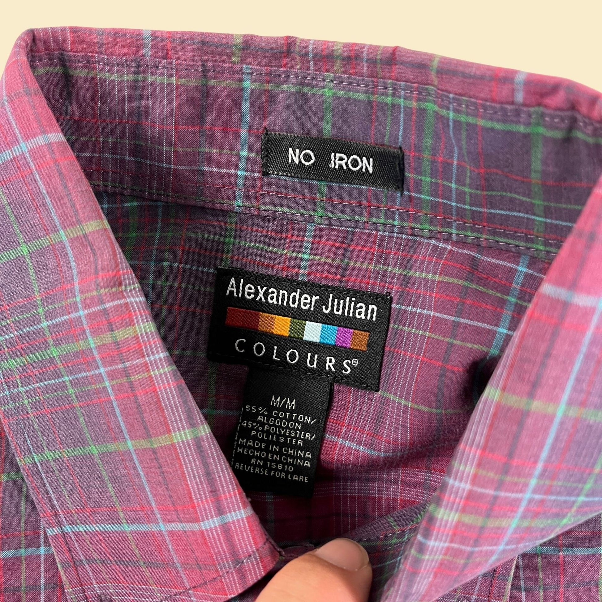 90s/Y2K purple button down men's shirt by Alexander Julian, Colours, vintage longsleeve button down plaid top