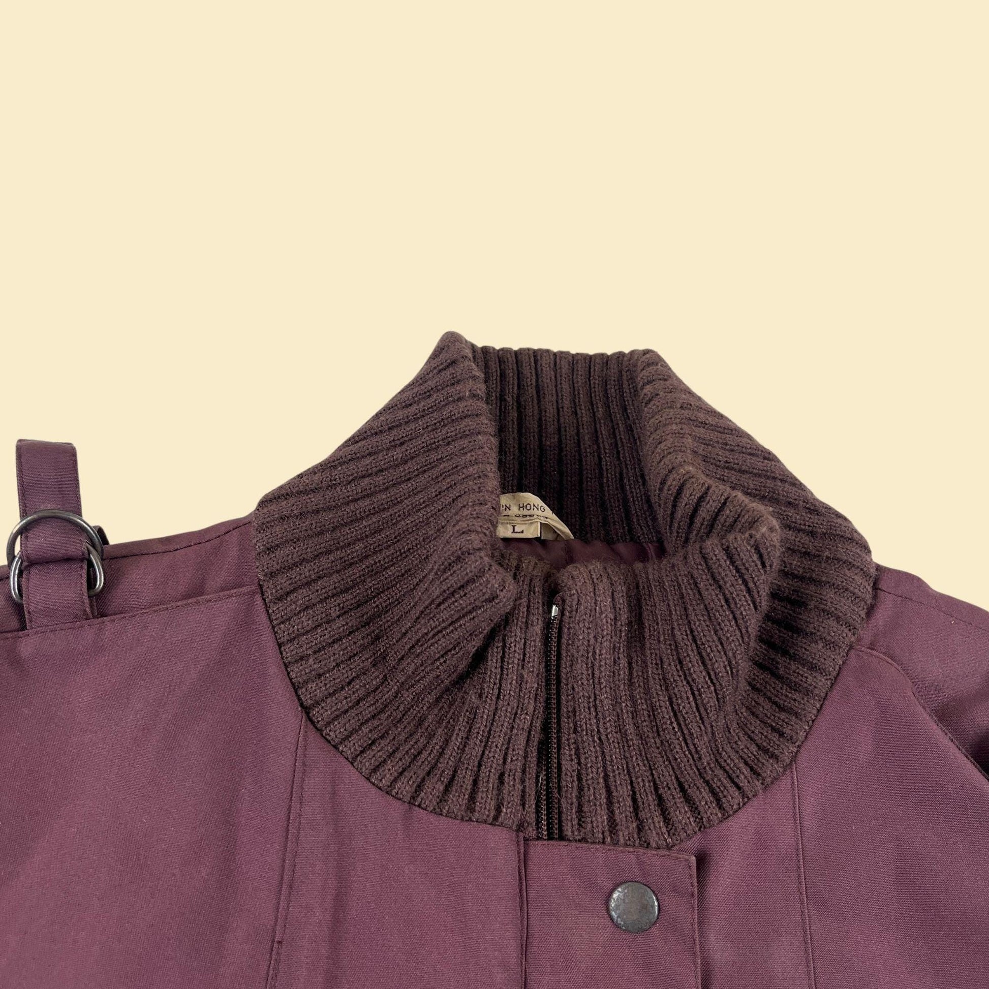 70s/80s L purple jacket by Valley, vintage zip up filled/lined bomber-style jacket