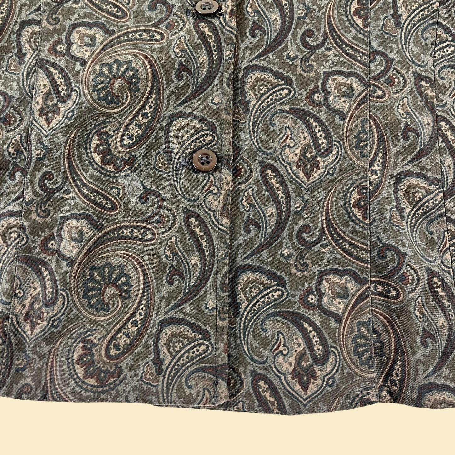 90s/Y2K paisley blouse by Savian, size XL vintage women's brown & blue button down