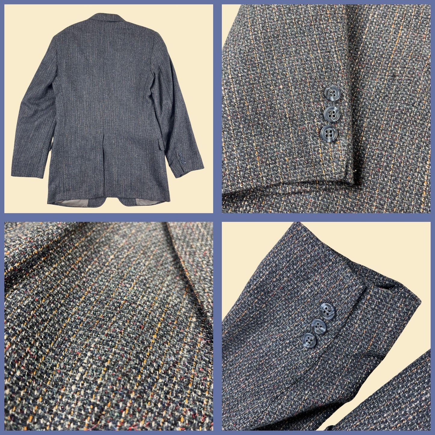 Vintage 80s/90s Carson Pirie Scott grey & blue sportscoat blazer jacket