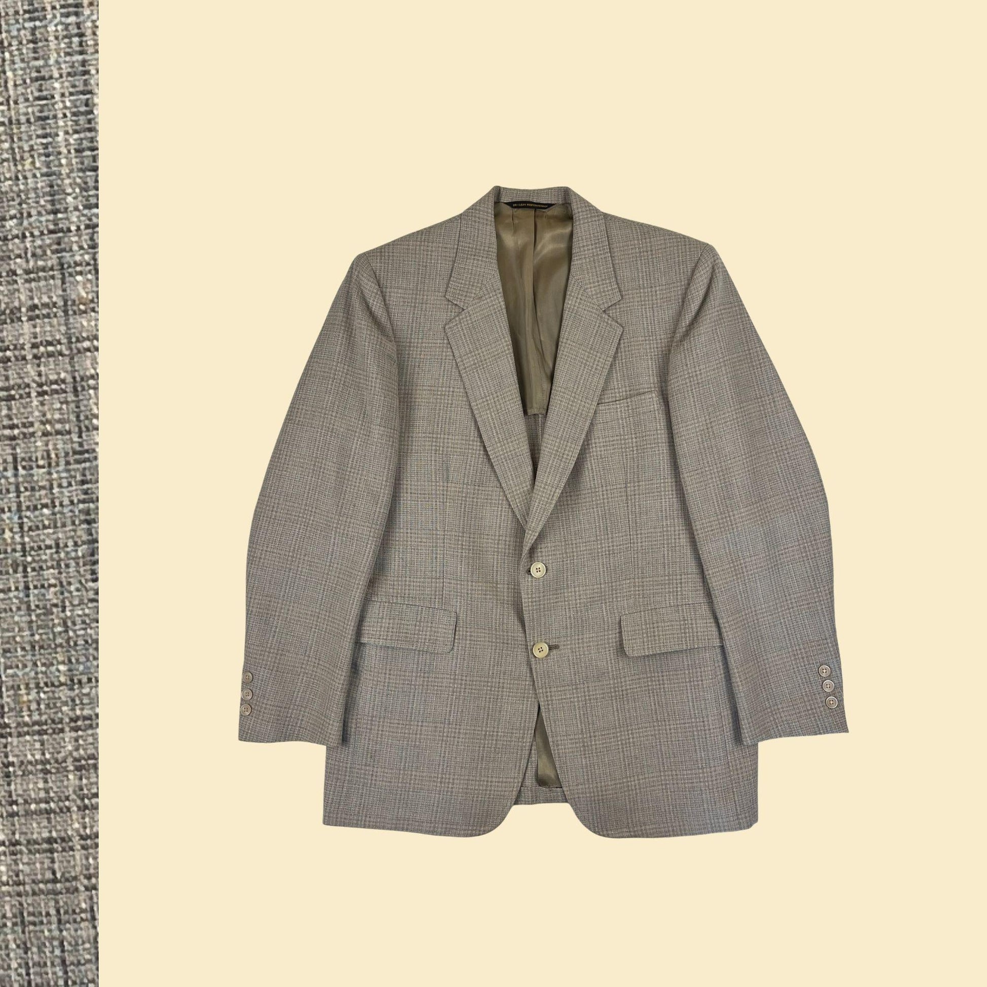 1970s grey & blue sports coat by Doncaster for Porter Stevens, vintage men's blazer/suit jacket