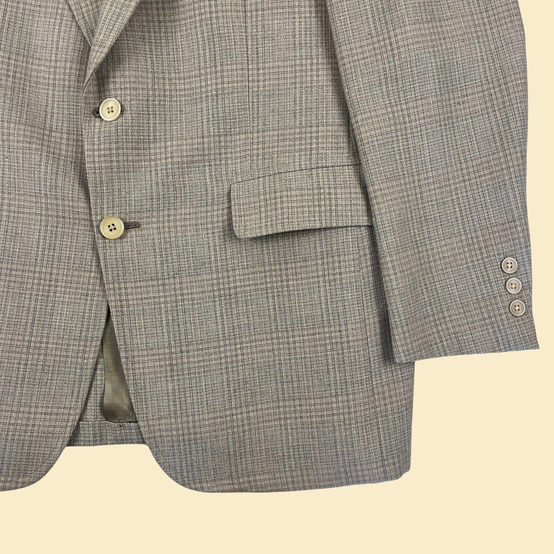 1970s grey & blue sports coat by Doncaster for Porter Stevens, vintage men's blazer/suit jacket