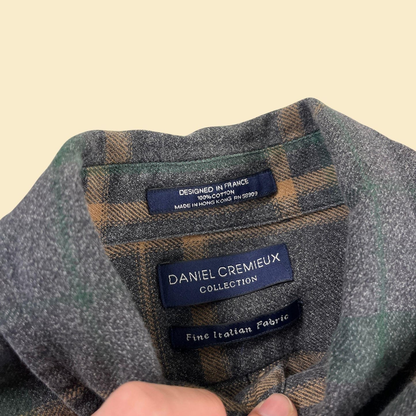 2000s men's flannel shirt, vintage Y2K size L to XL men's grey & brown button down by Daniel Cremieux