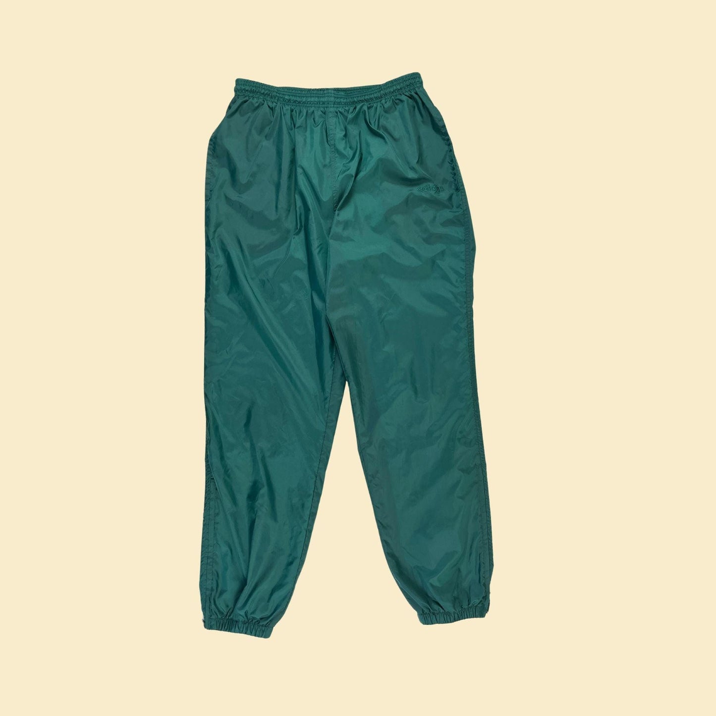 1990s Adidas L track pants, vintage 90s solid green athletic pants