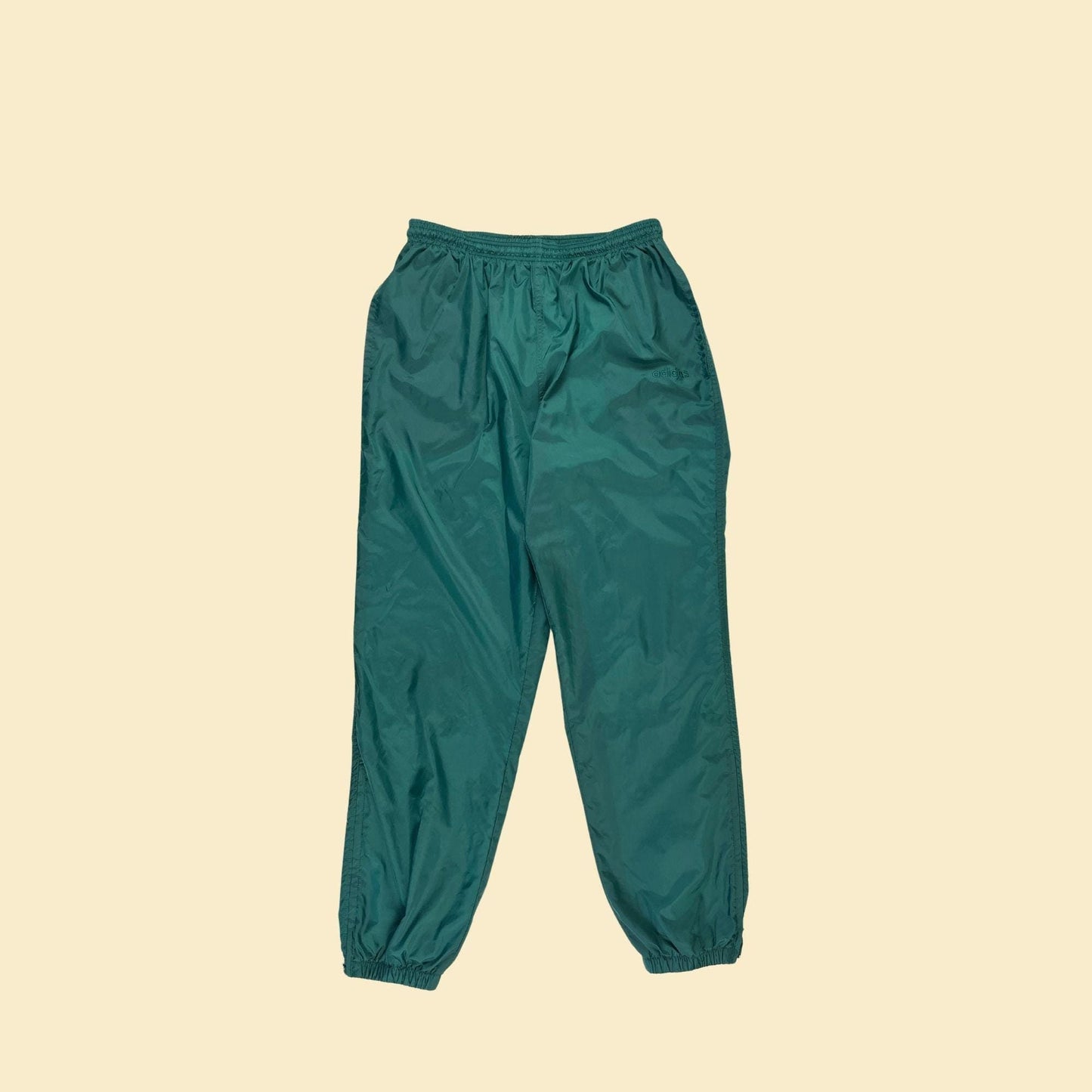 1990s Adidas L track pants, vintage 90s solid green athletic pants