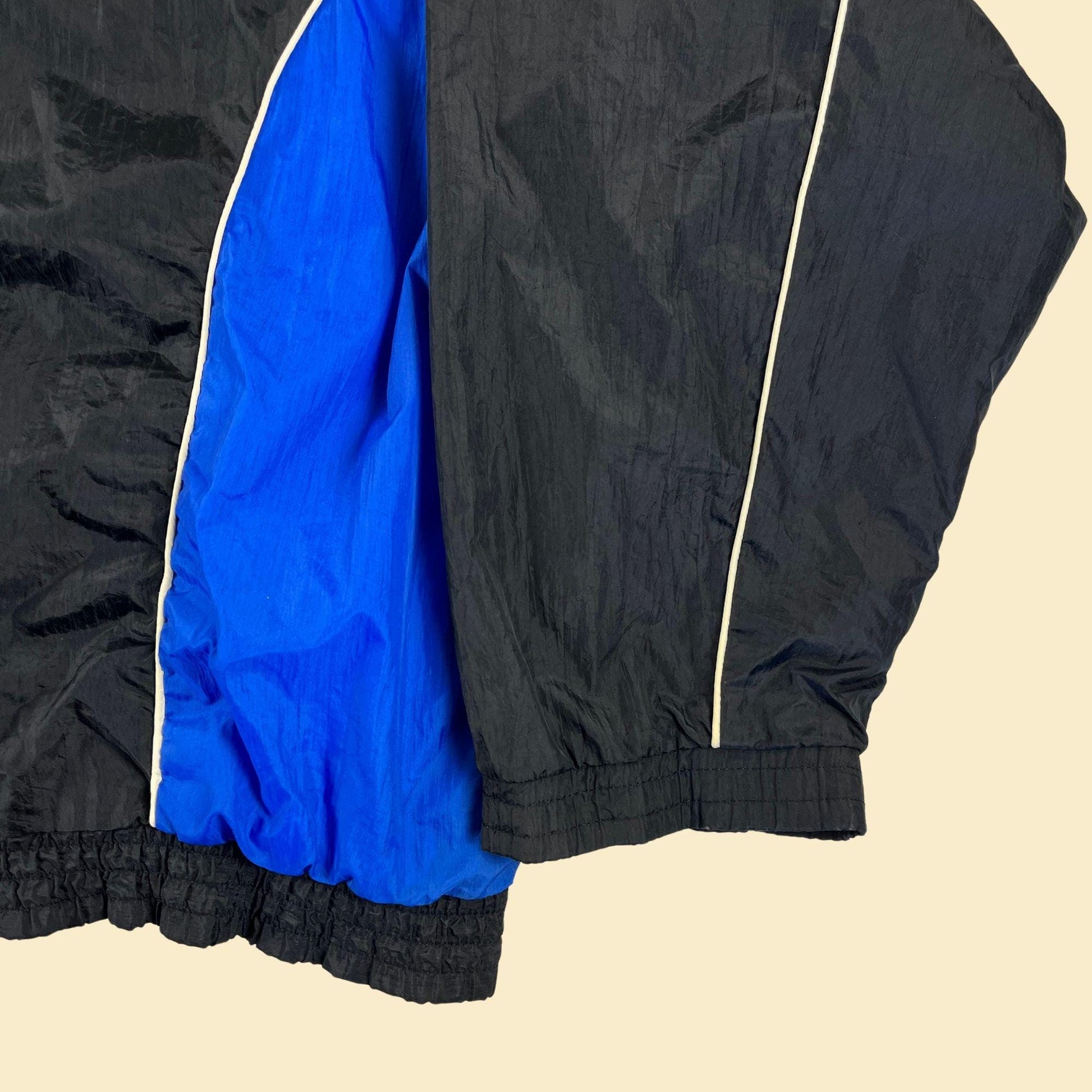 90s 3XL Member's Only windbreaker jacket, vintage black & blue zip up track jacket