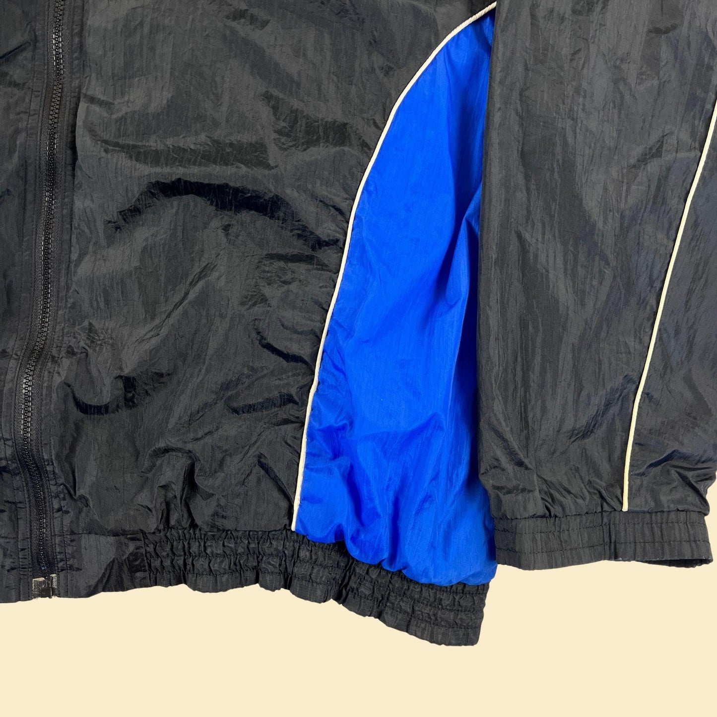 90s 3XL Member's Only windbreaker jacket, vintage black & blue zip up track jacket