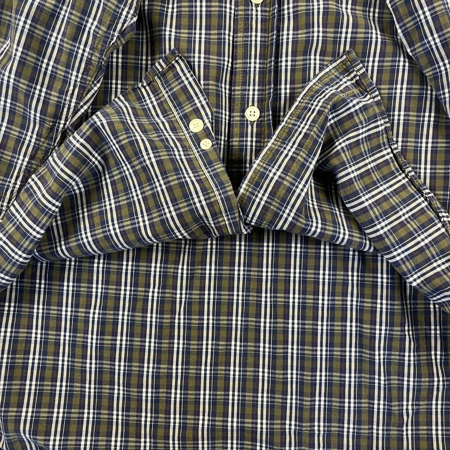 Y2K plaid L GAP shirt, vintage 2000s men's blue & green long sleeve button down top