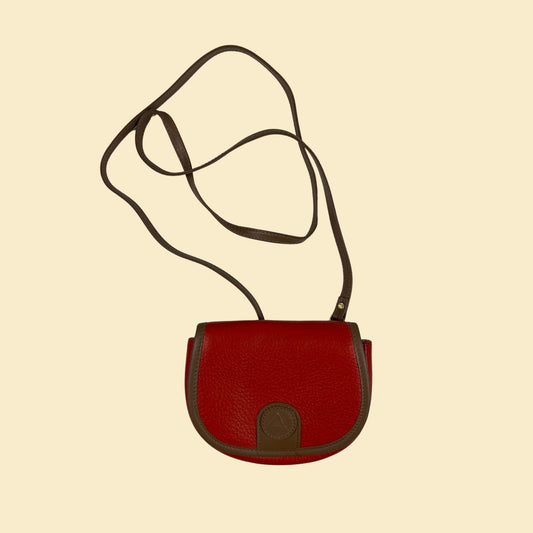 80s/90s red mini shoulder bag by Liz Claiborne, vintage faux-leather cosmetics bag