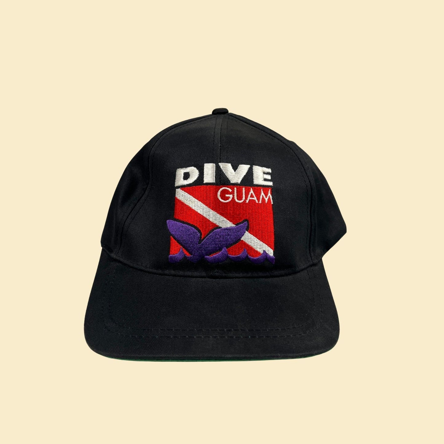 90s Dive Guam hat, vintage diving baseball cap / snapback, black & red Guam men's hat