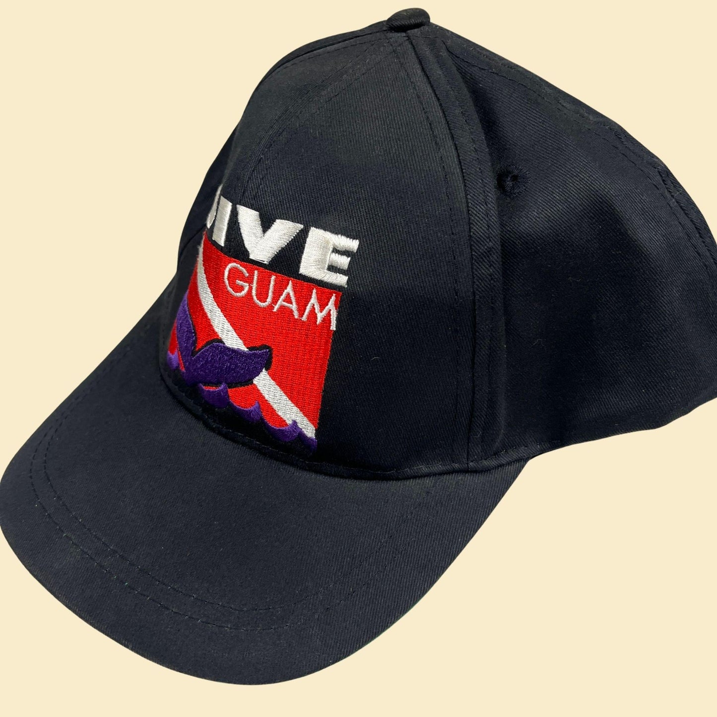 90s Dive Guam hat, vintage diving baseball cap / snapback, black & red Guam men's hat