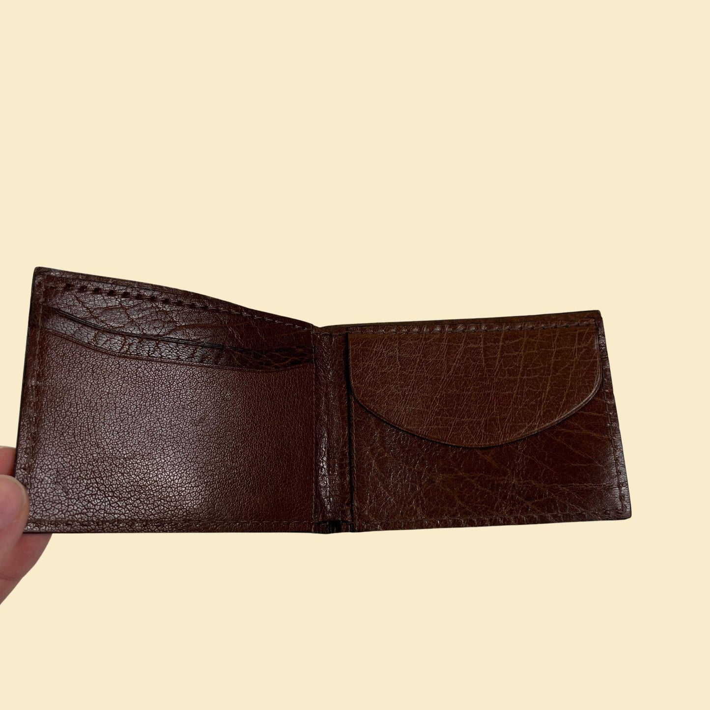 1970s brown leather wallet by Cerago, vintage men's bifold leather cash & card wallet