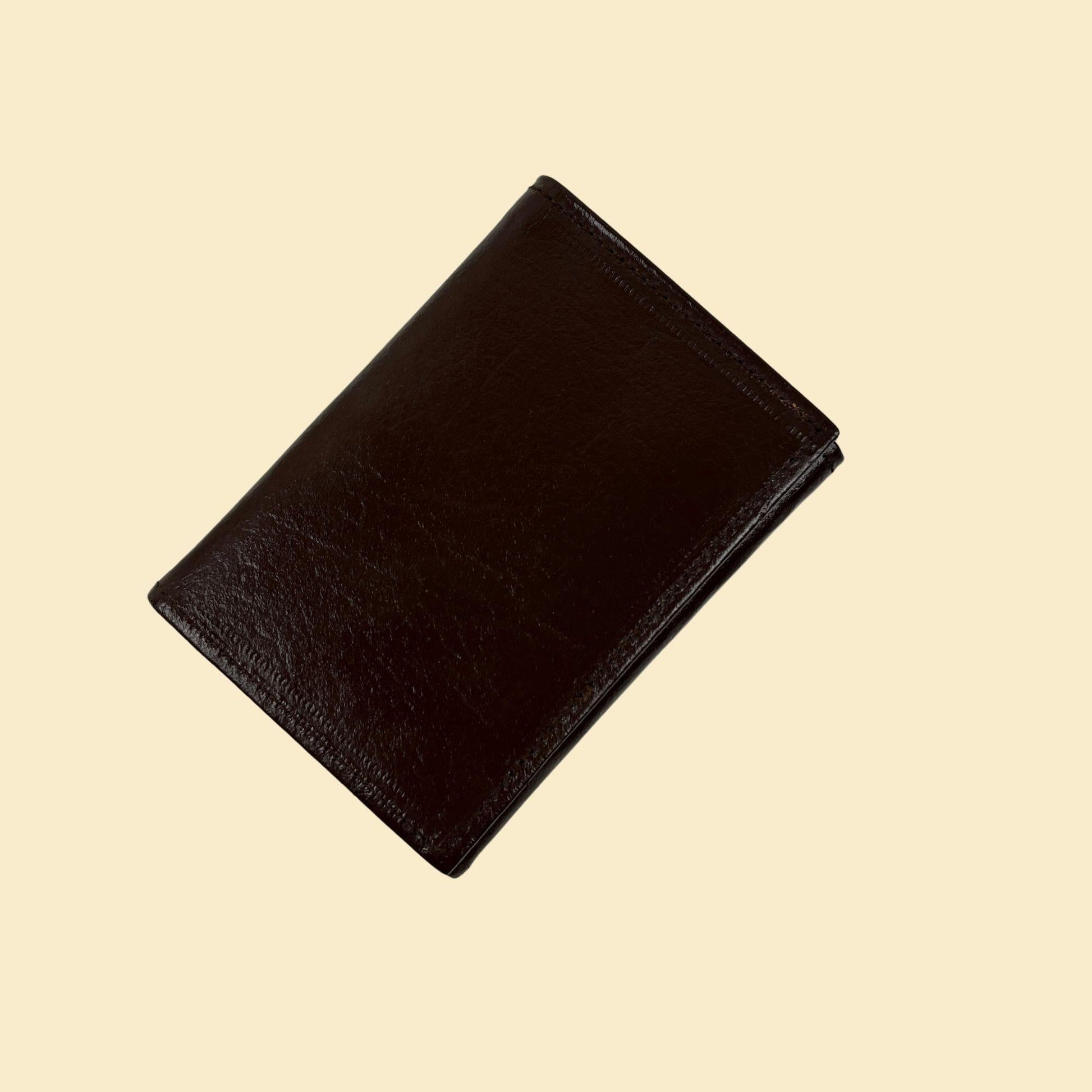 1970s leather wallet, vintage trifold dark brown men's wallet by Leather Industries of America