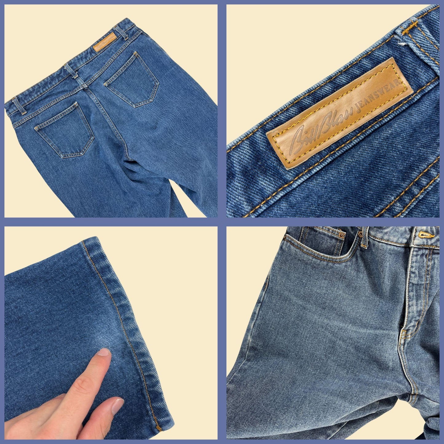 1990s Bill Blass jeans, size 14 vintage women's high rise medium wash straight leg denim pants