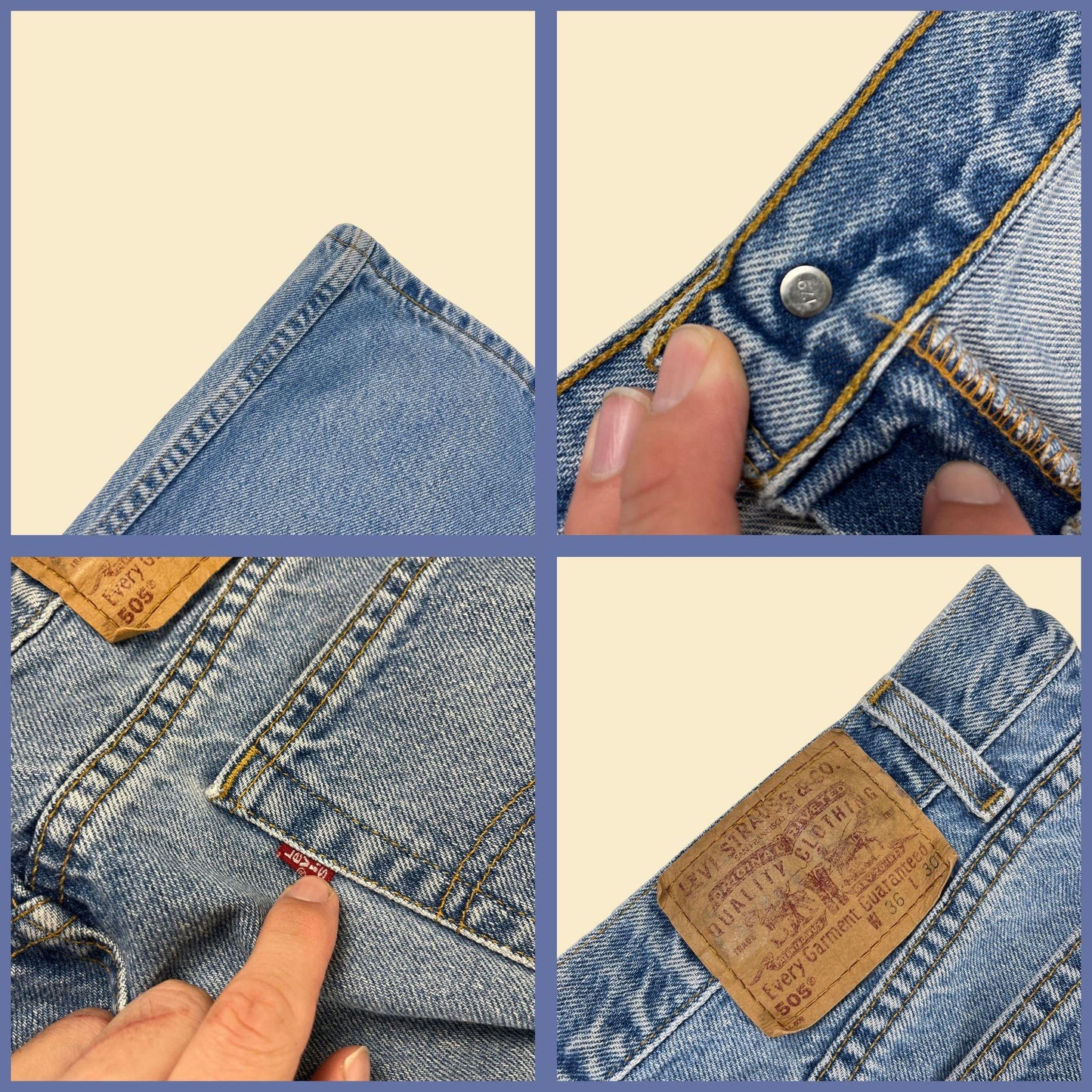 Y2K Levi's 505 jeans, vintage 36x30 denim pants, 2000 Levi's regular straight leg light to medium wash men's jeans