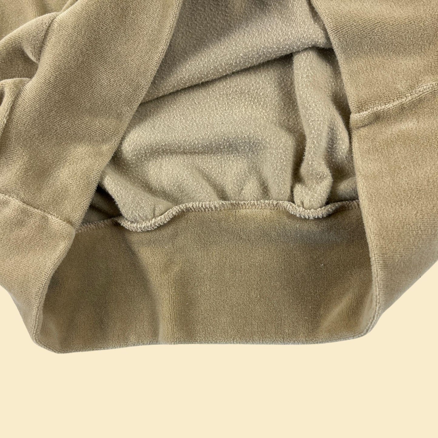 1980s velour L polo shirt by Chung Shing, vintage men's beige/brown long sleeve polo top