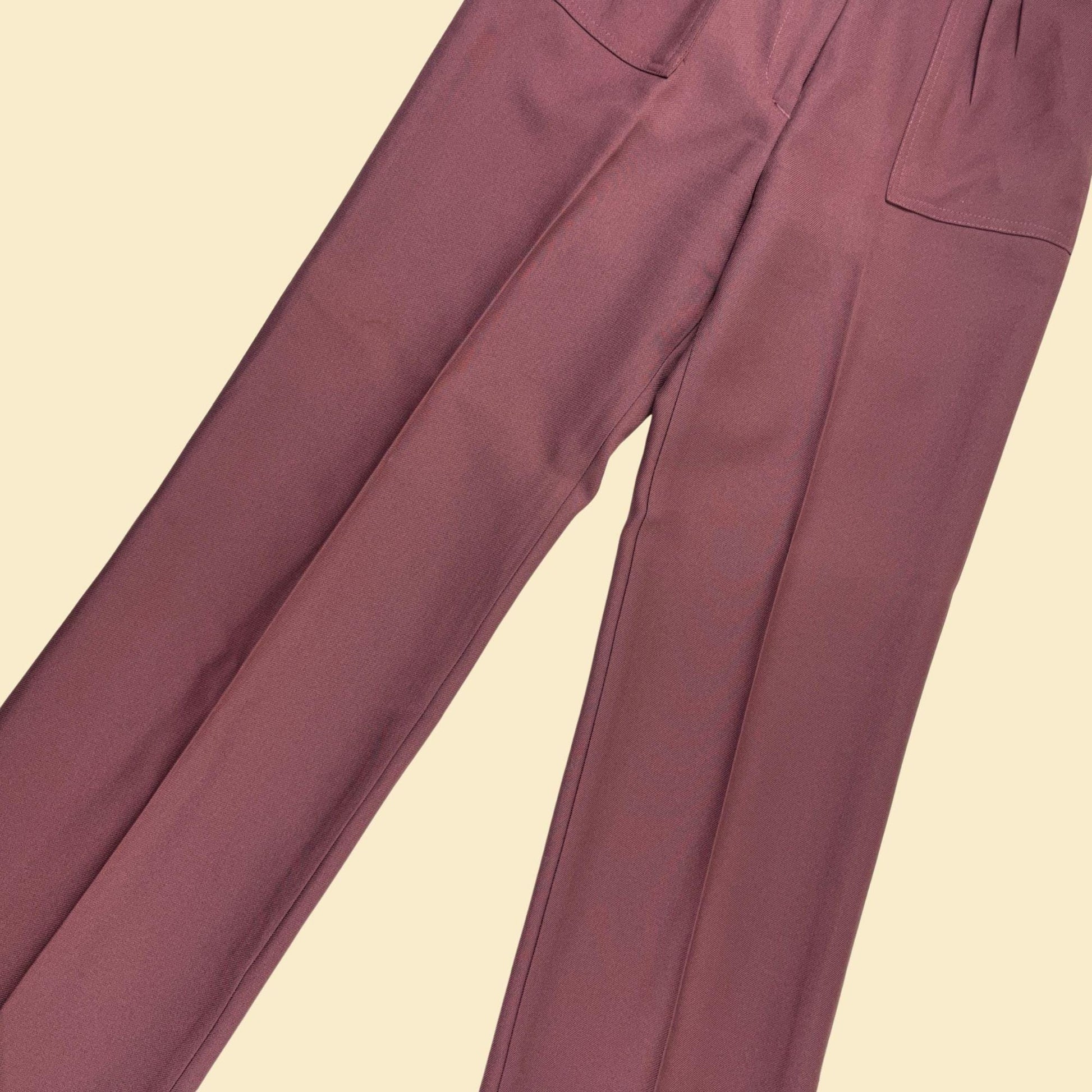 1970s purple high waisted pants by Lerner Shops, vintage size 11/12 high rise straight leg lightweight pants