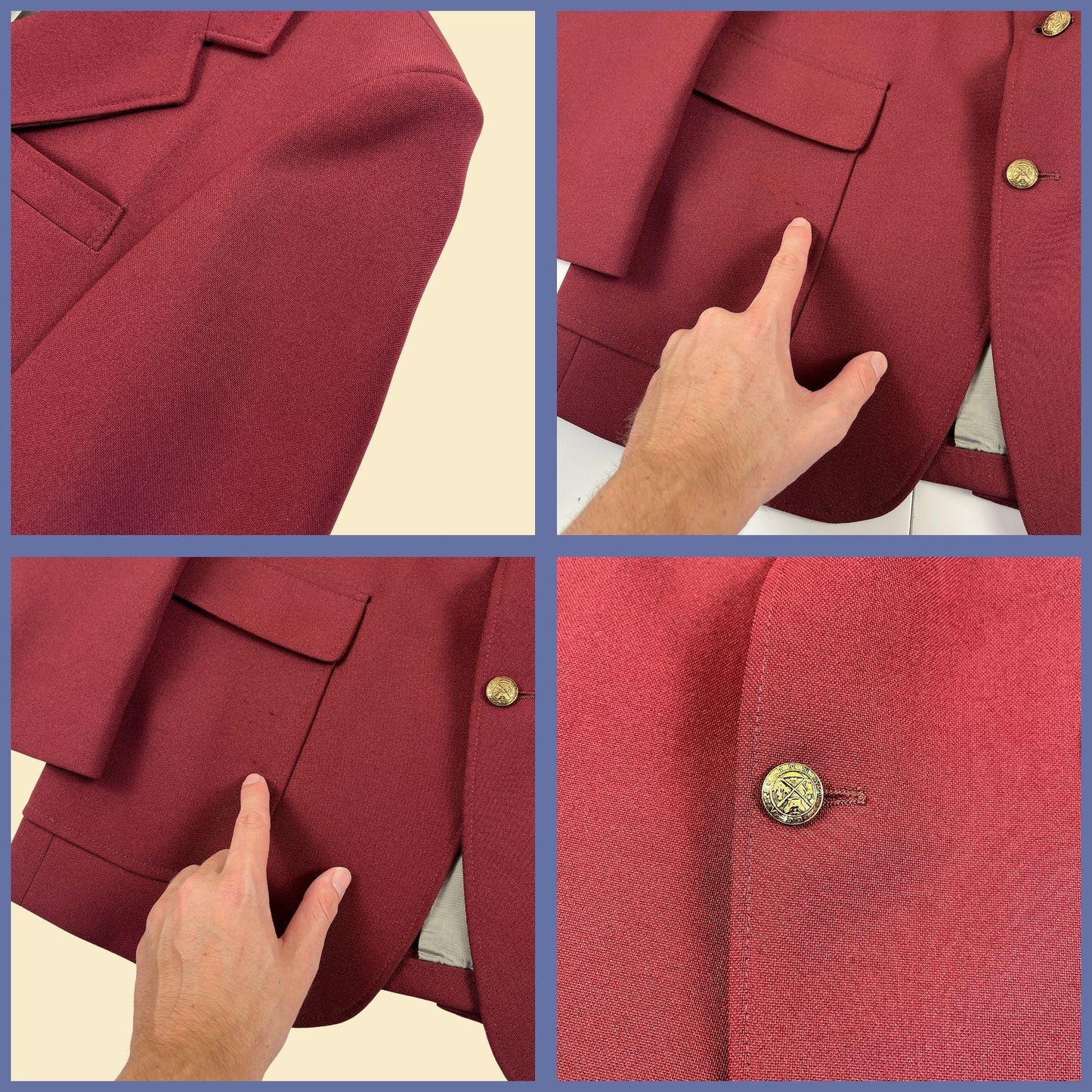 1980s burgundy 42R sports coat by John Peel Ltd., vintage dark red men's suit/blazer jacket