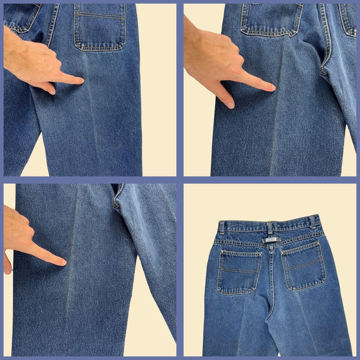 1980s Zena denim pants, vintage medium wash high rise women's jeans