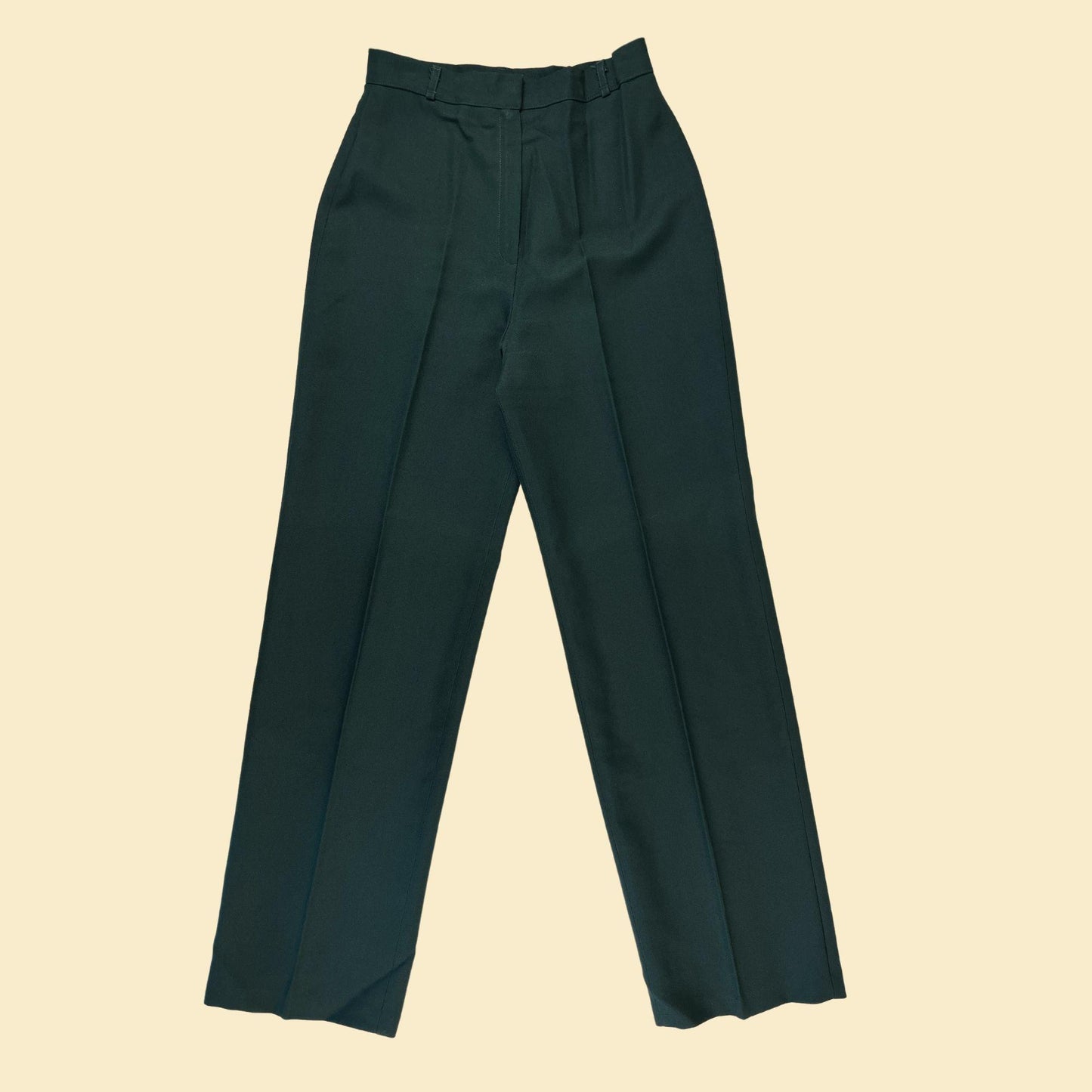 1970s emerald green pants by Bobbie Brooks, vintage size 13, 29.5" waist women's straight leg pants