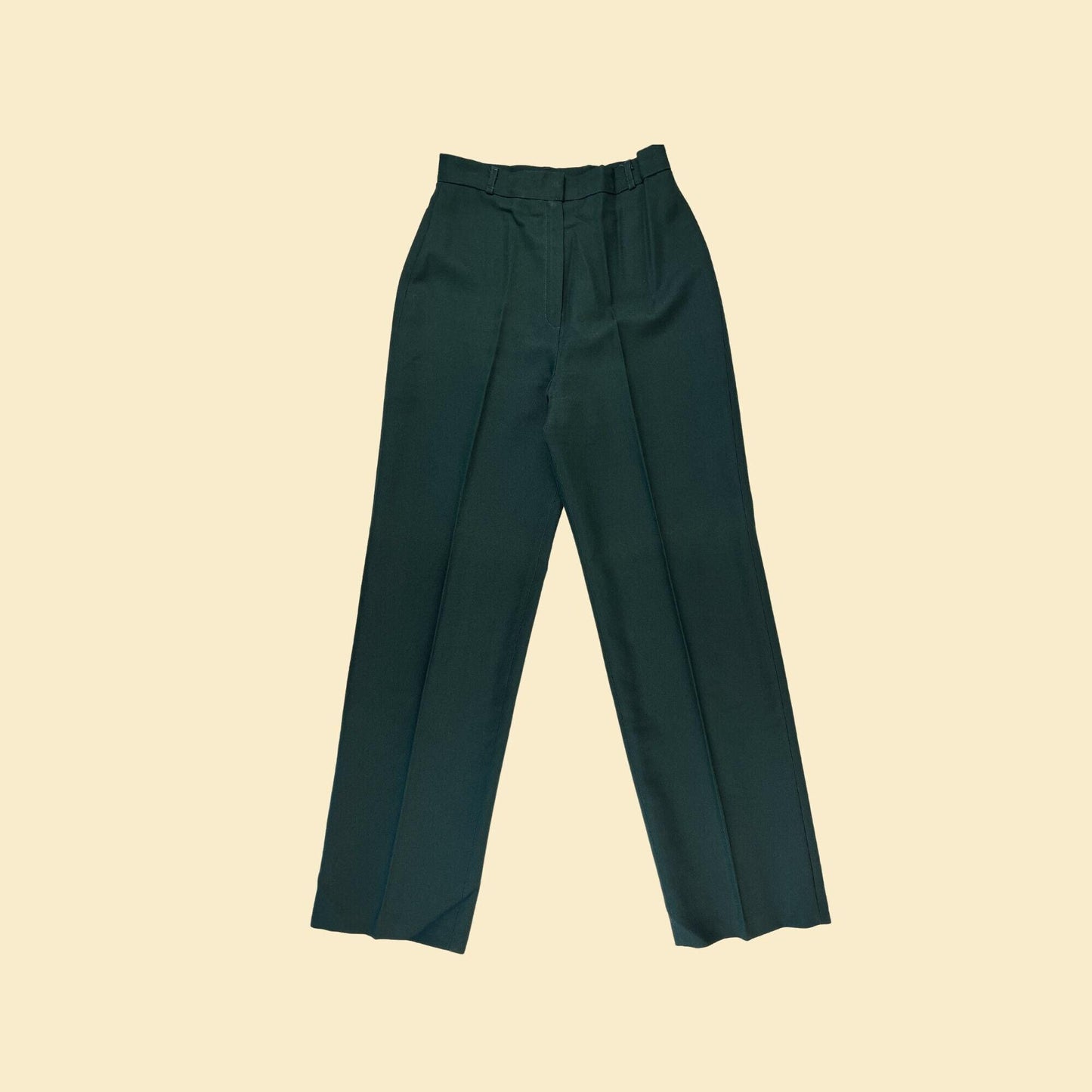 1970s emerald green pants by Bobbie Brooks, vintage size 13, 29.5" waist women's straight leg pants