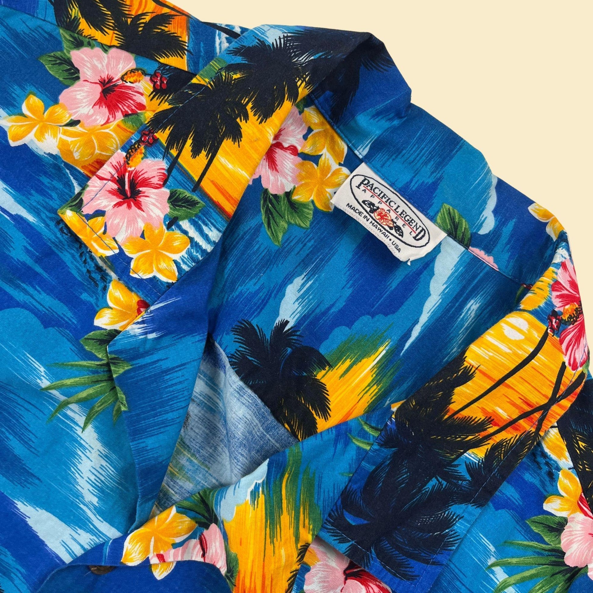 90s/Y2K blue 3XL Hawaiian men's shirt, vintage men's short sleeve tropical button down top