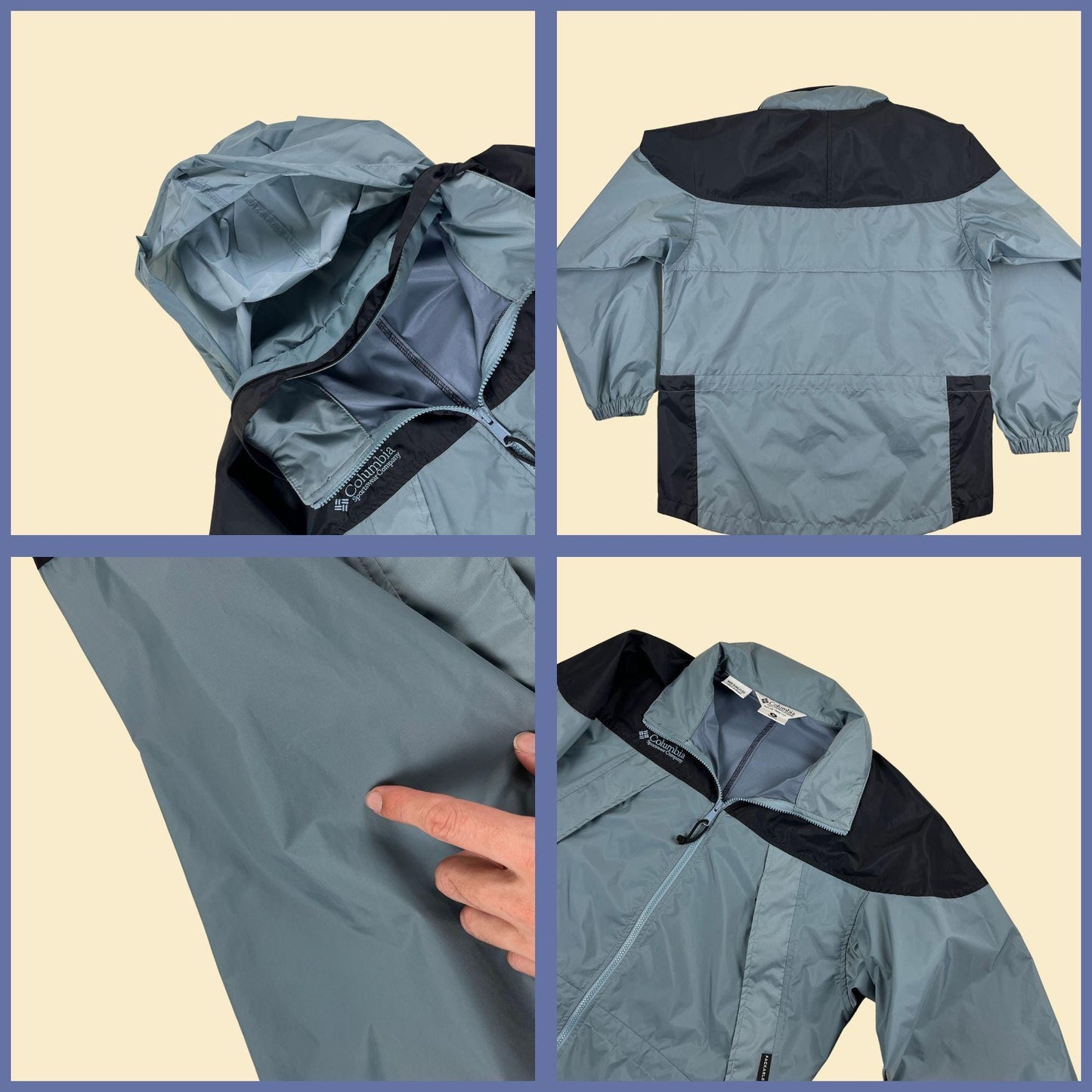 90s/Y2K Columbia Sportswear M windbreaker, vintage women's grey & black zip up track/outdoors jacket