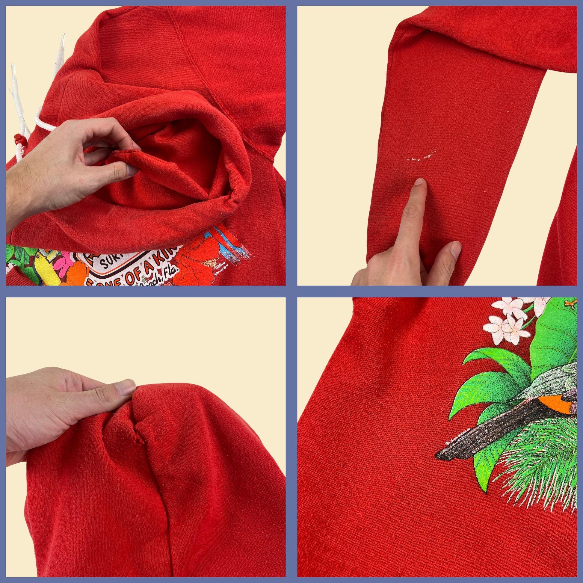 90s Ron Jon Surf Shop hoodie jacket, vintage L to XL red hoodie, Cocoa Beach FL