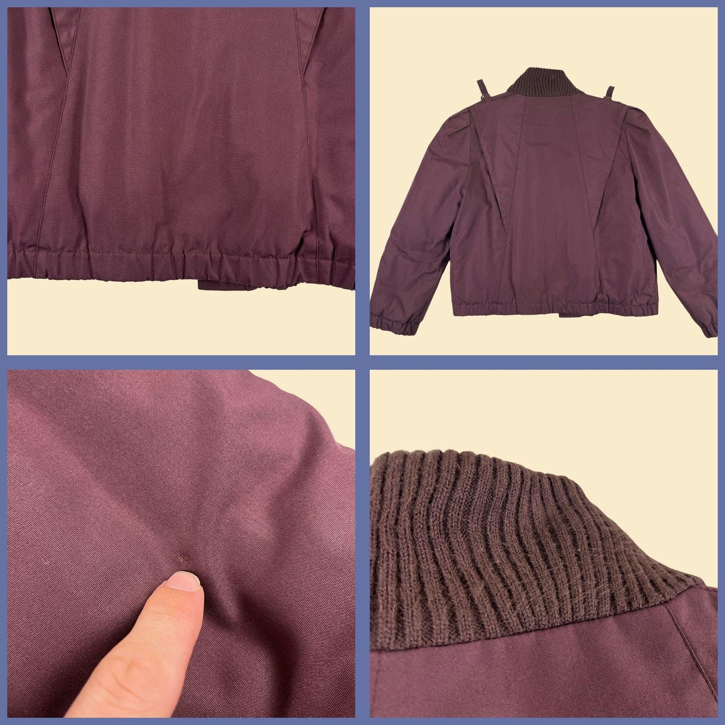 70s/80s L purple jacket by Valley, vintage zip up filled/lined bomber-style jacket