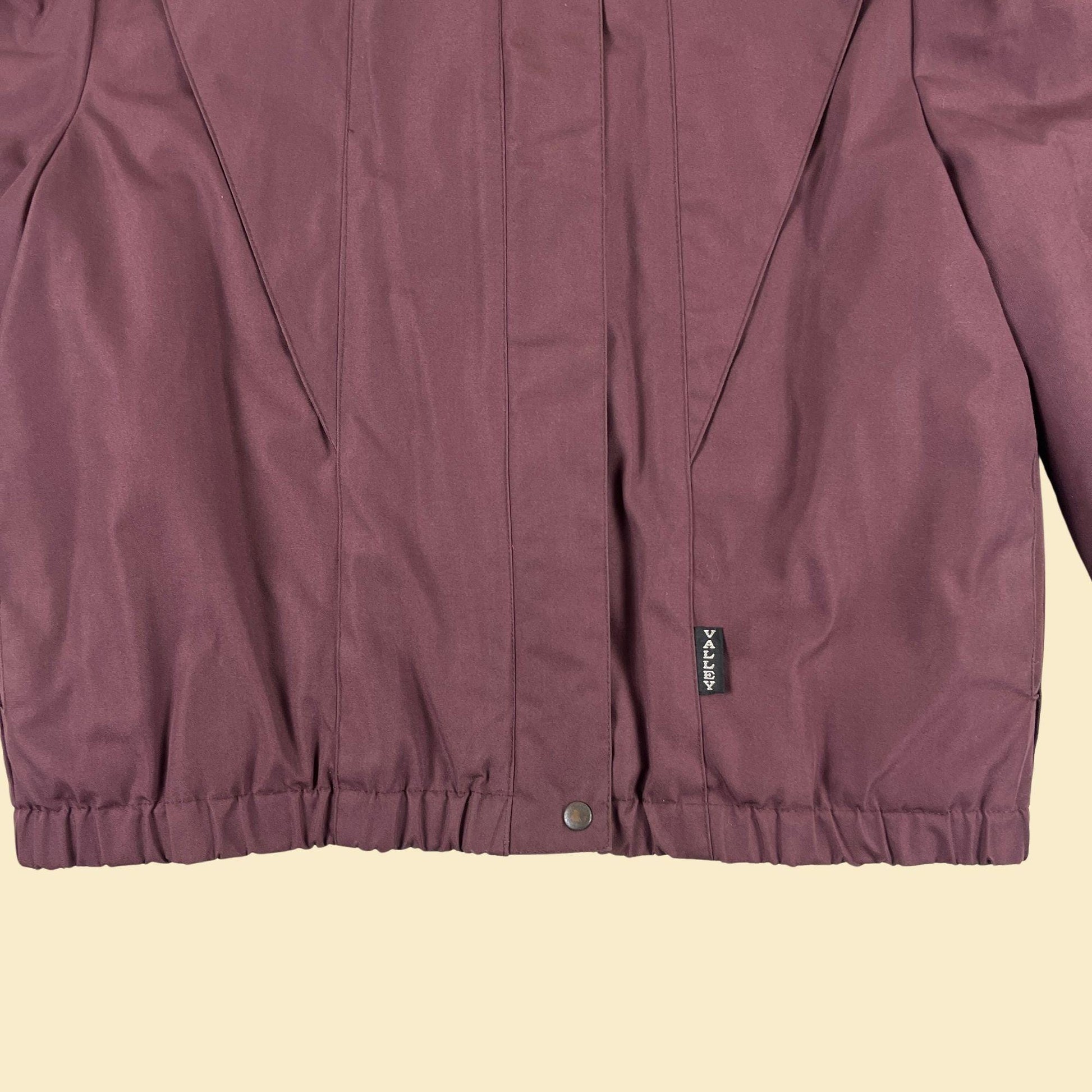 70s/80s L purple jacket by Valley, vintage zip up filled/lined bomber-style jacket