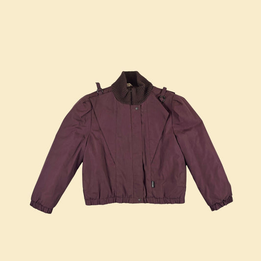 70s/80s L purple jacket by Valley, vintage zip up filled/lined bomber-style jacket