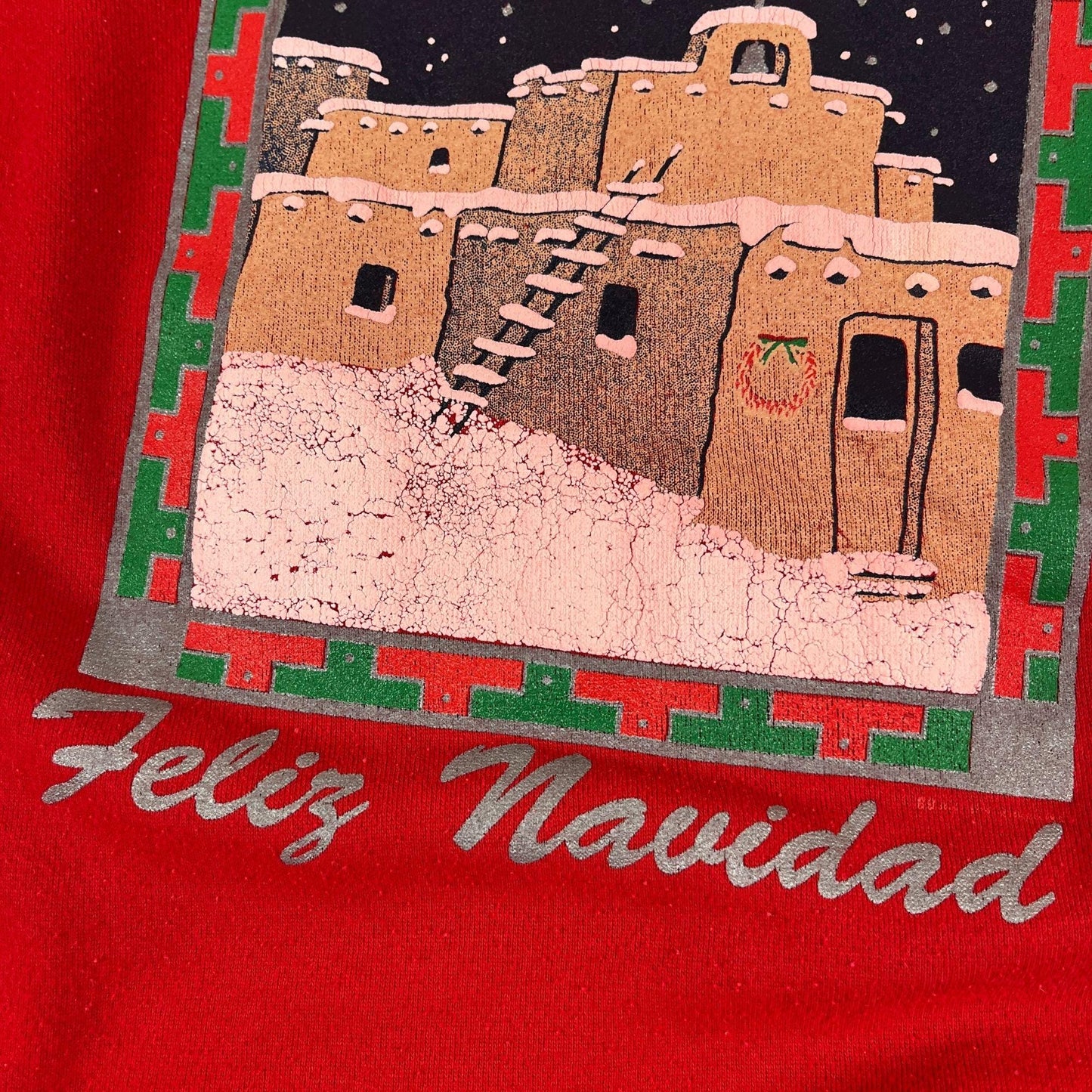 1990s L Feliz Navidad crewneck by Ultra Sweats, vintage red Christmas sweatshirt