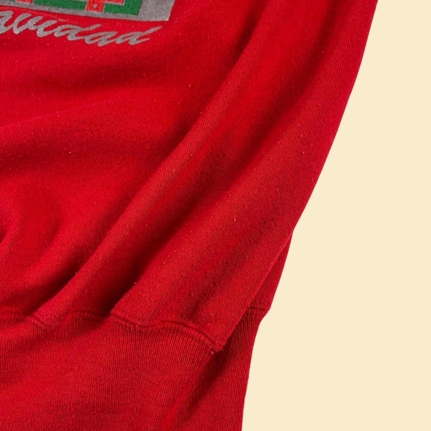 1990s L Feliz Navidad crewneck by Ultra Sweats, vintage red Christmas sweatshirt