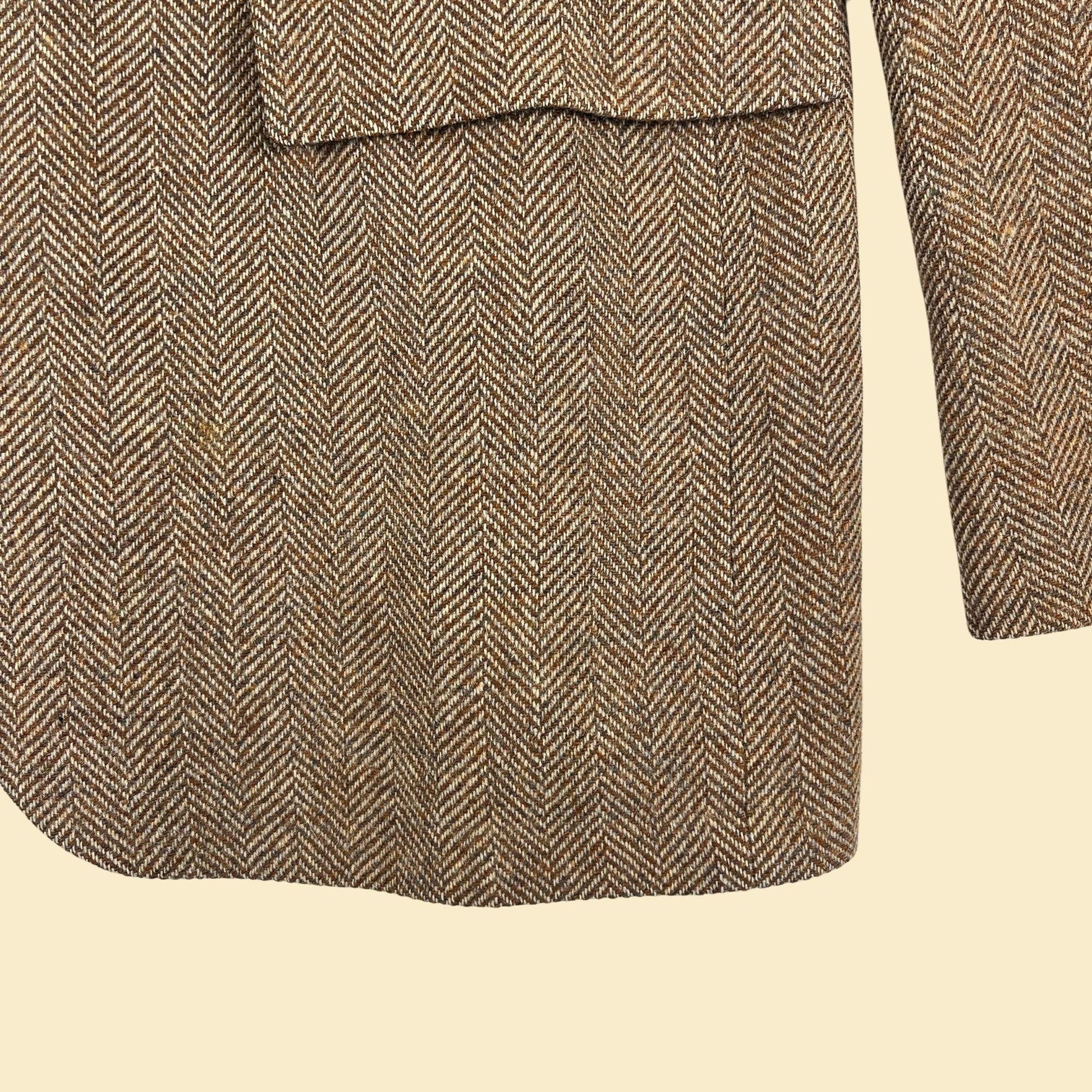 1970s tweed 42R jacket by Middishade Clothes, vintage men's blazer/sports coat brown & beige herringbone coat