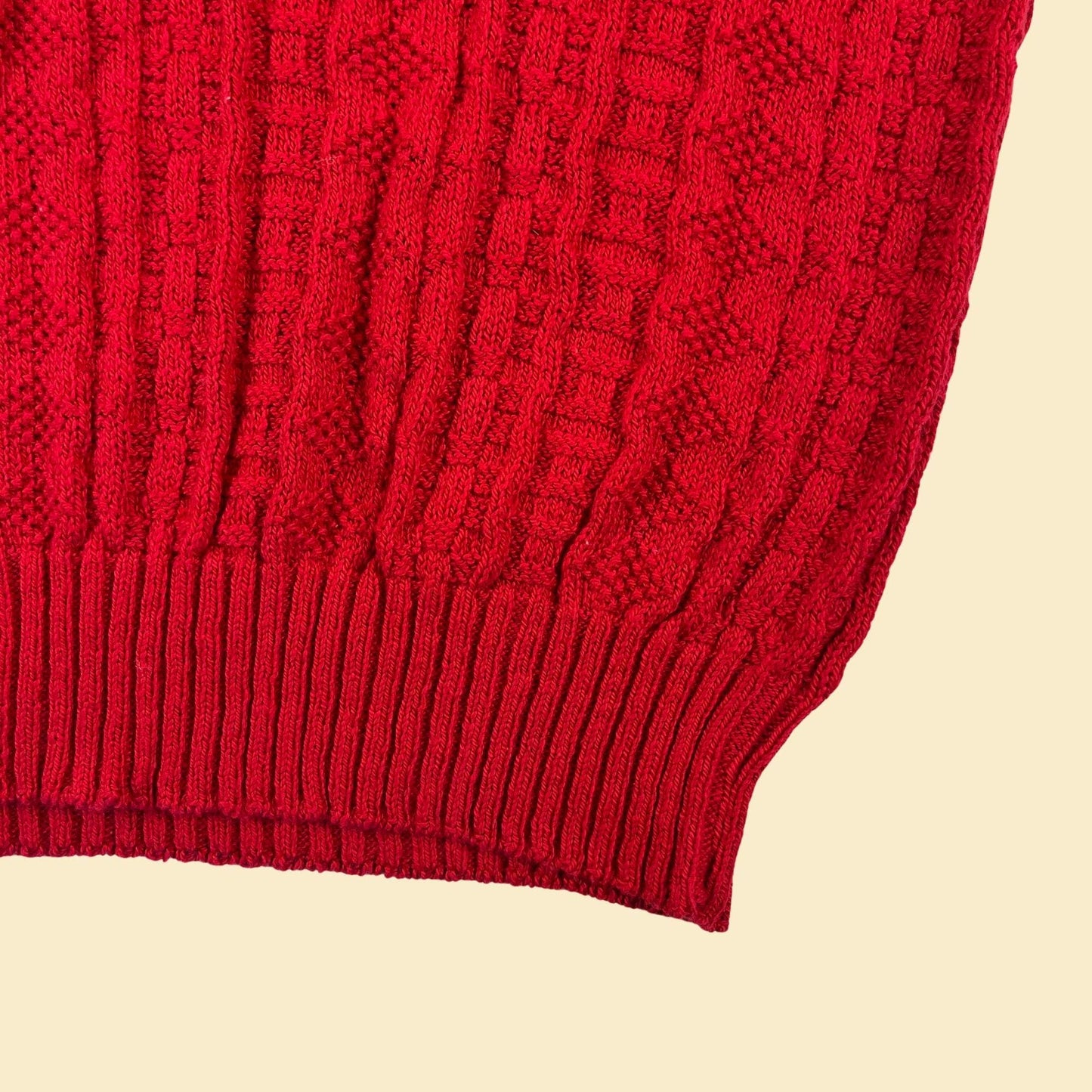 1990s L red sweater vest, vintage knit cotton vest by Roundtree & Yorke, new old stock (w/ tags)