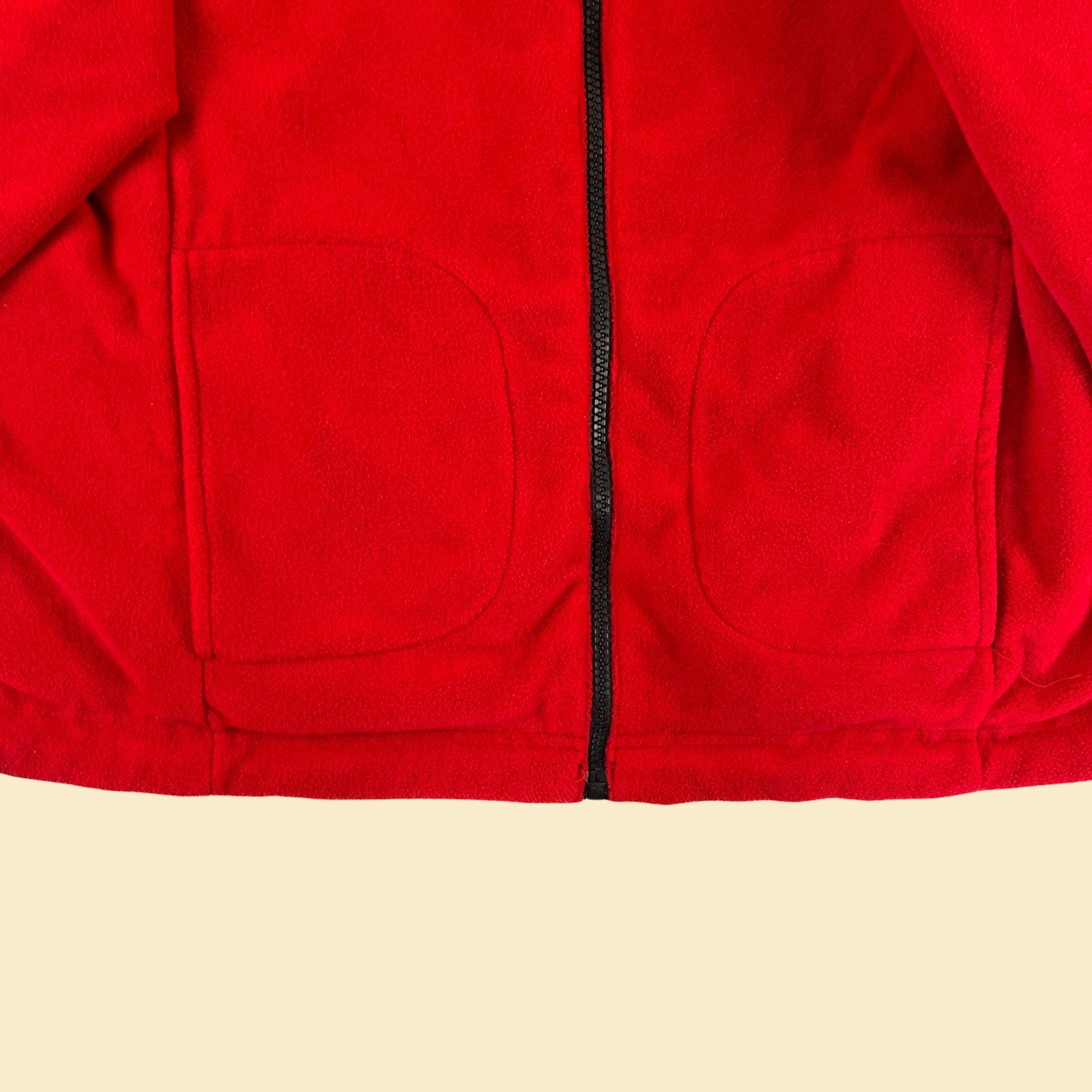 1990s Champion XL jacket, vintage reversible fleece/windbreaker red & black hooded men's jacket