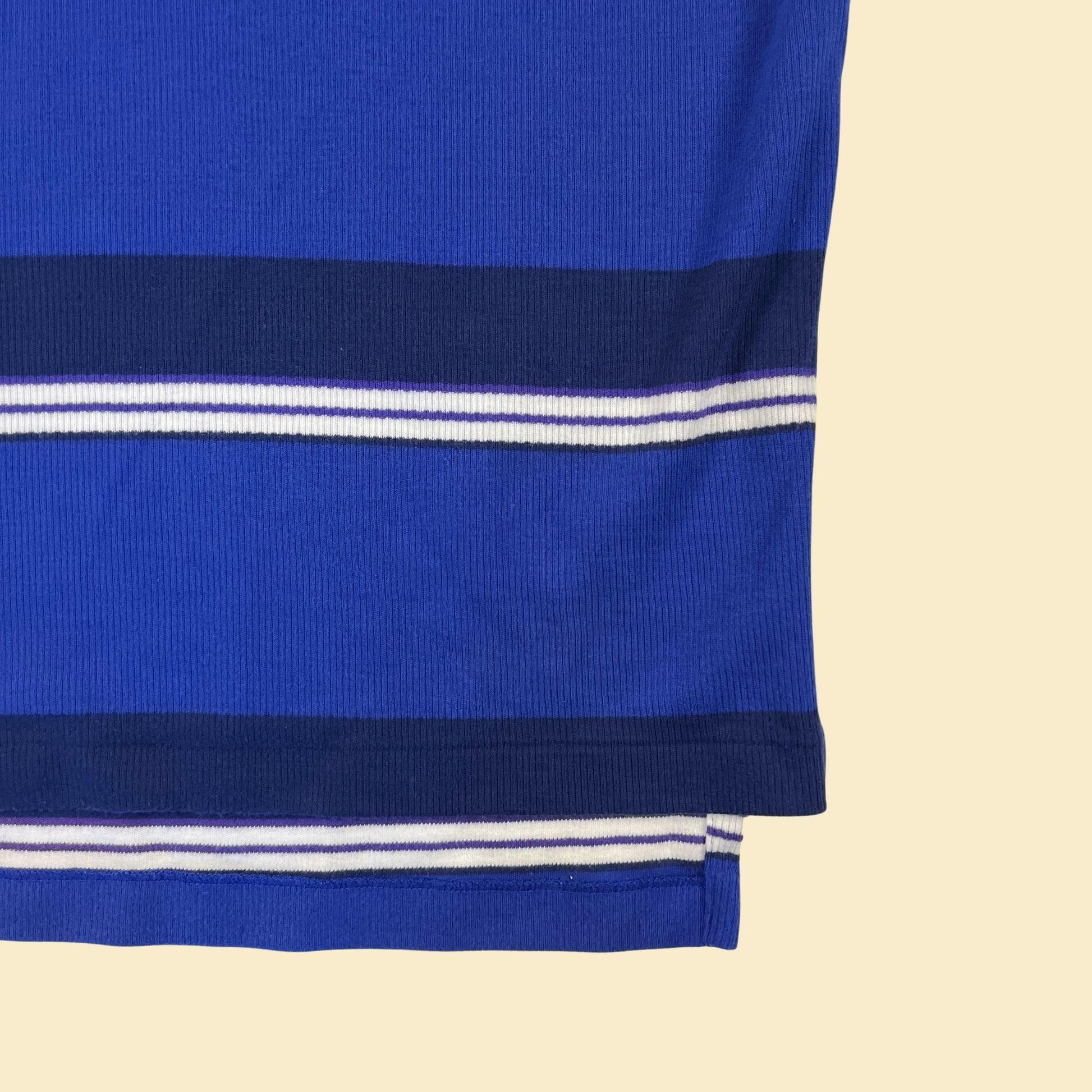 90s/Y2K Polo Golf L blue shirt, vintage men's blue & purple striped short sleeve polo top