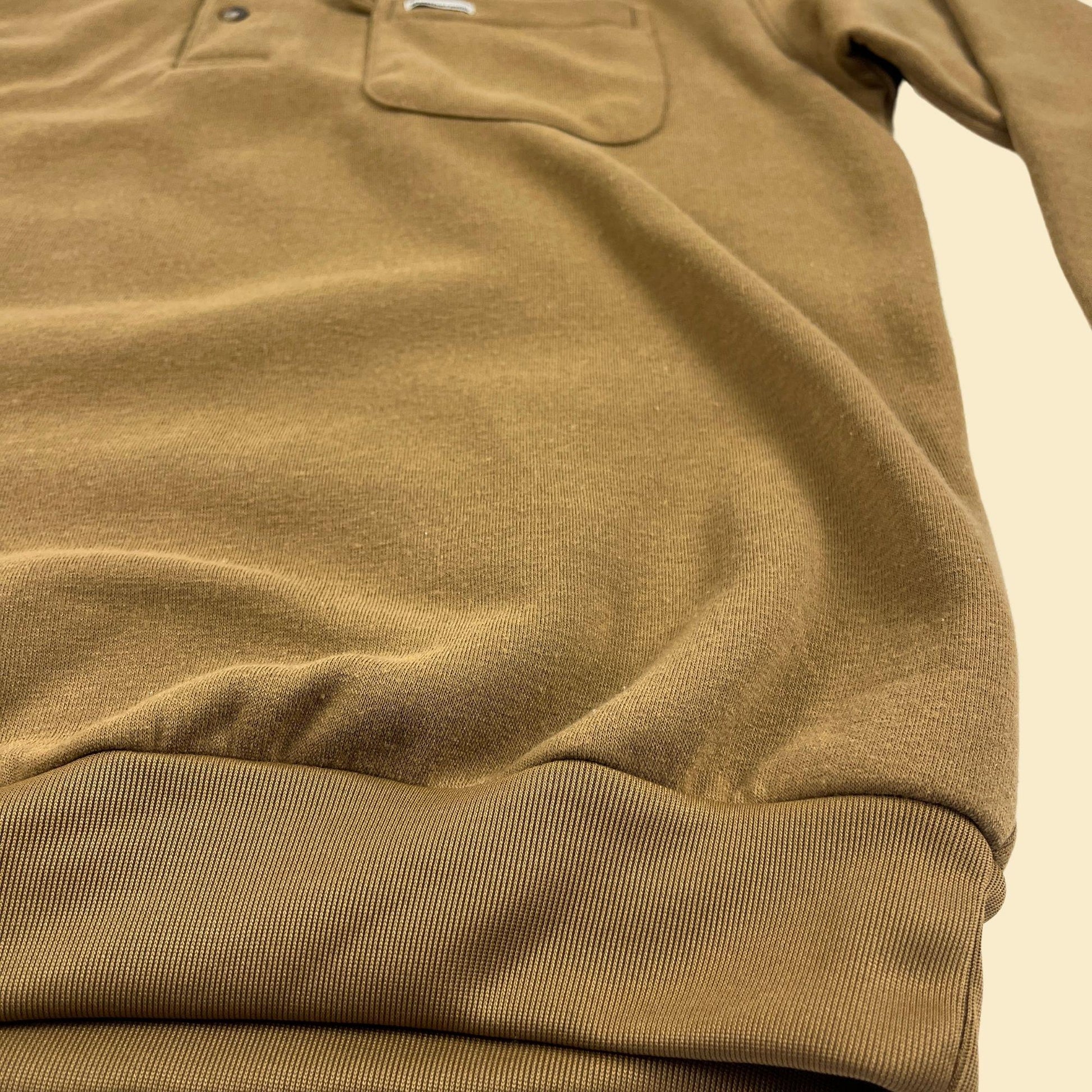 1990s LT brown sweatshirt by Weatherman, polo-style pullover men's vintage sweater