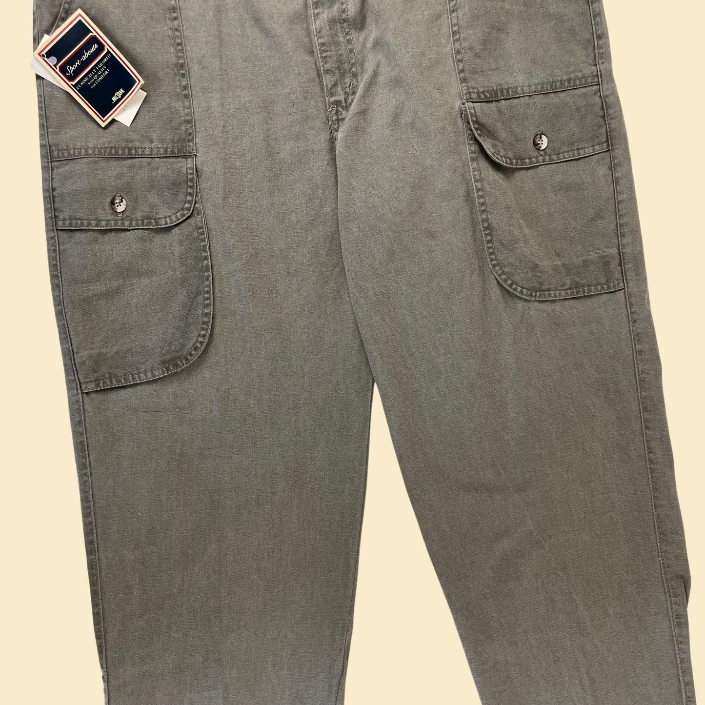 1980s cargo pants by Big Yank, 44x32 vintage men's safari-style grey pants w/ original tags