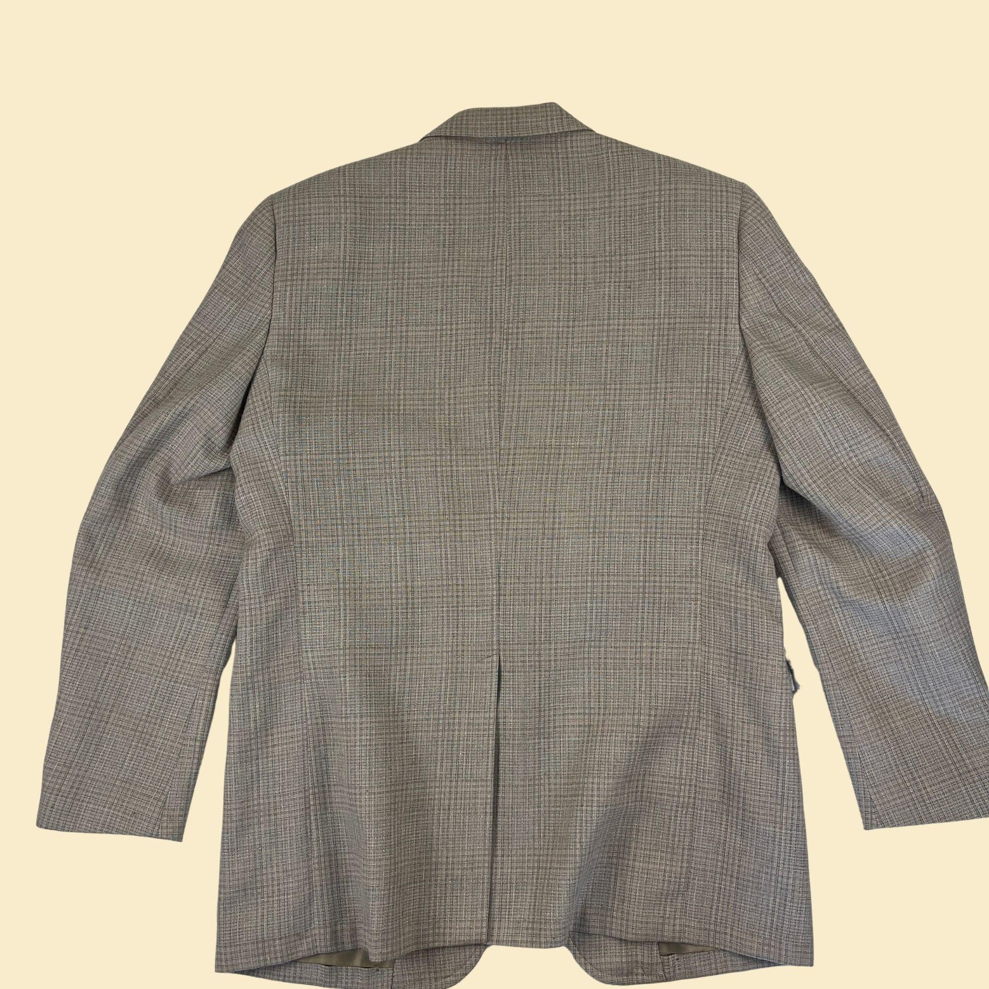 1970s grey & blue sports coat by Doncaster for Porter Stevens, vintage men's blazer/suit jacket