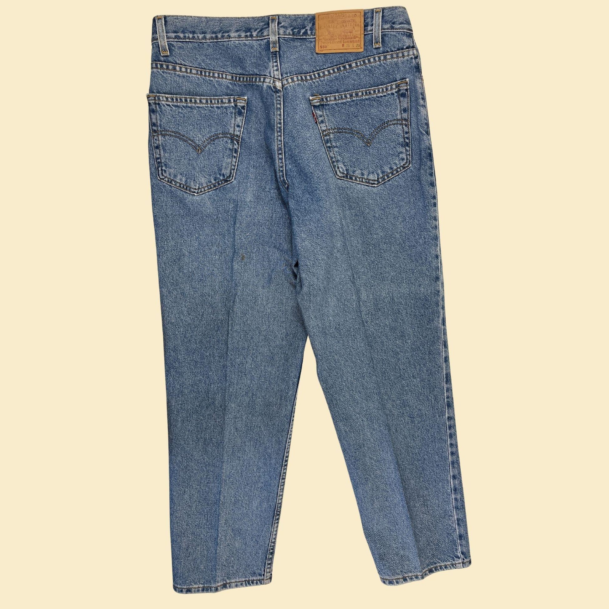 Vintage 90s Levi's 550 denim pants, 36x29 Levi's medium wash cotton jeans, 1999 denim pants