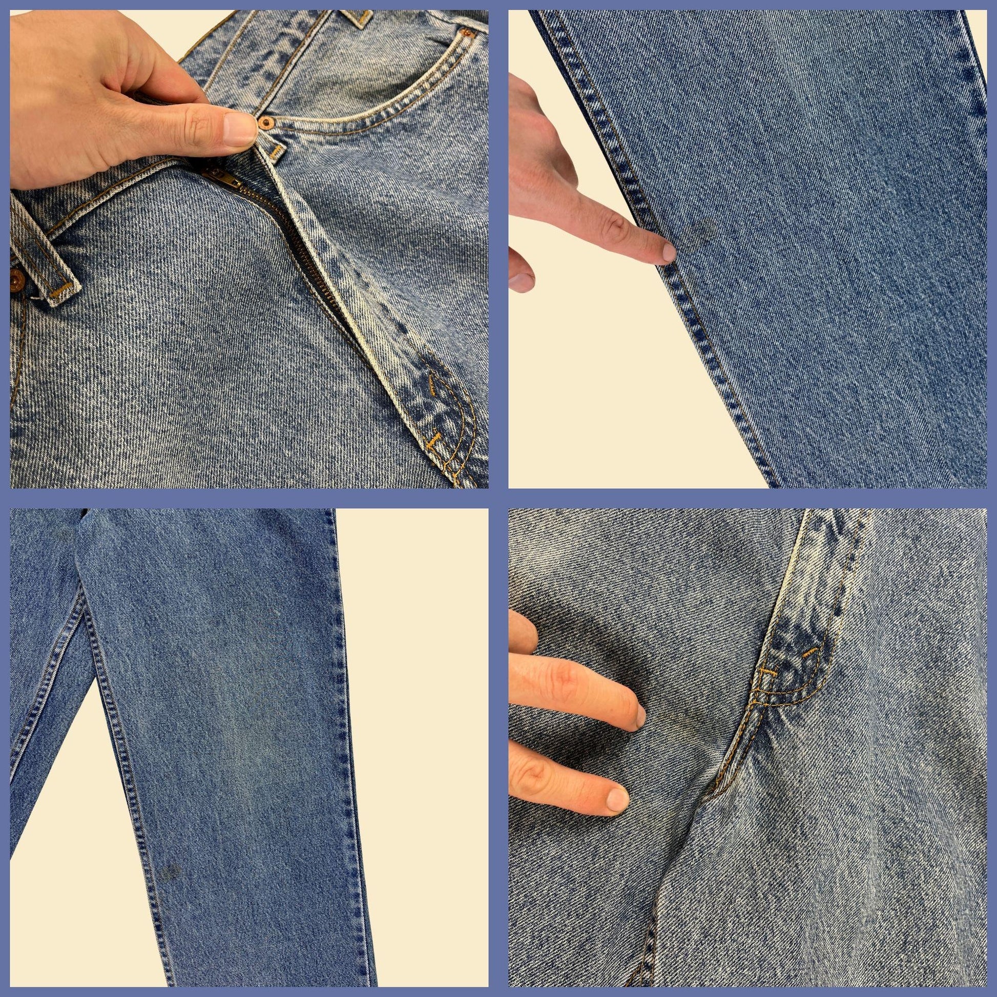 90s Levi's 36x32 orange tab 550 jeans, vintage men's medium wash blue cotton denim pants