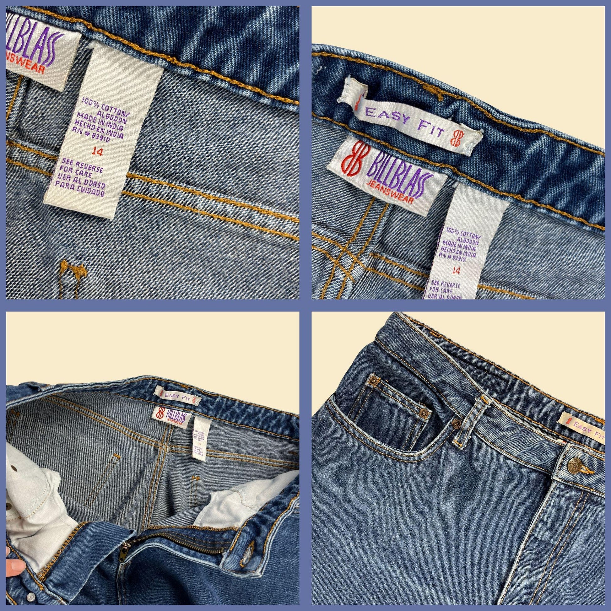 1990s Bill Blass jeans, size 14 vintage women's high rise medium wash straight leg denim pants