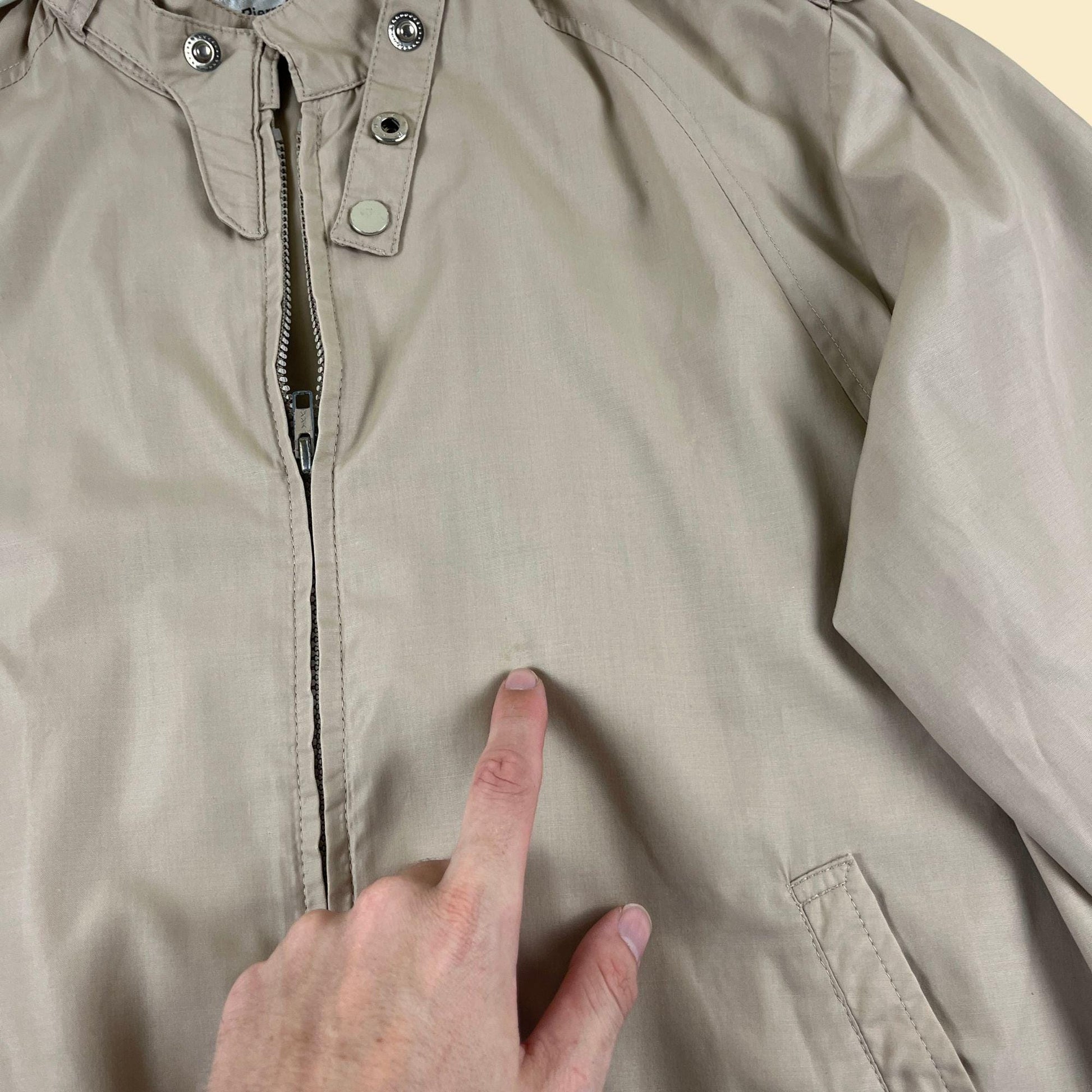 80s/90s L Pierre Cardin bomber windbreaker, vintage beige zip up light weight jacket