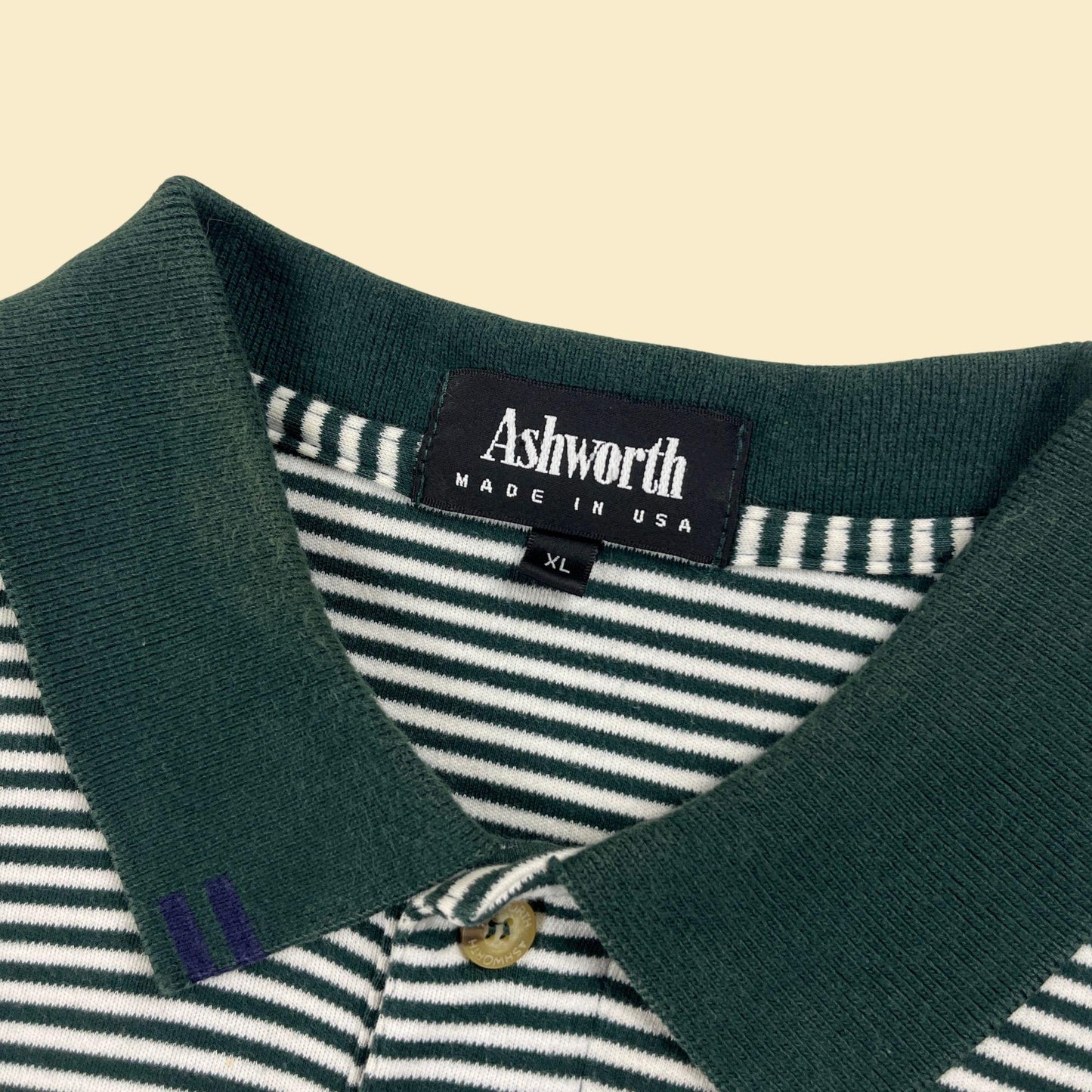 90s XL golf polo, vintage striped Money Hill golf course men's green & white shirt