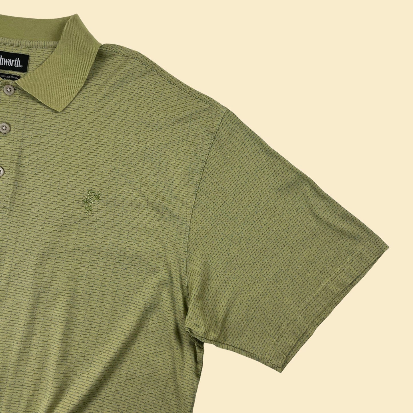 Y2K green XL polo shirt by Ashworth, vintage 2000s men's green cotton golfing polo